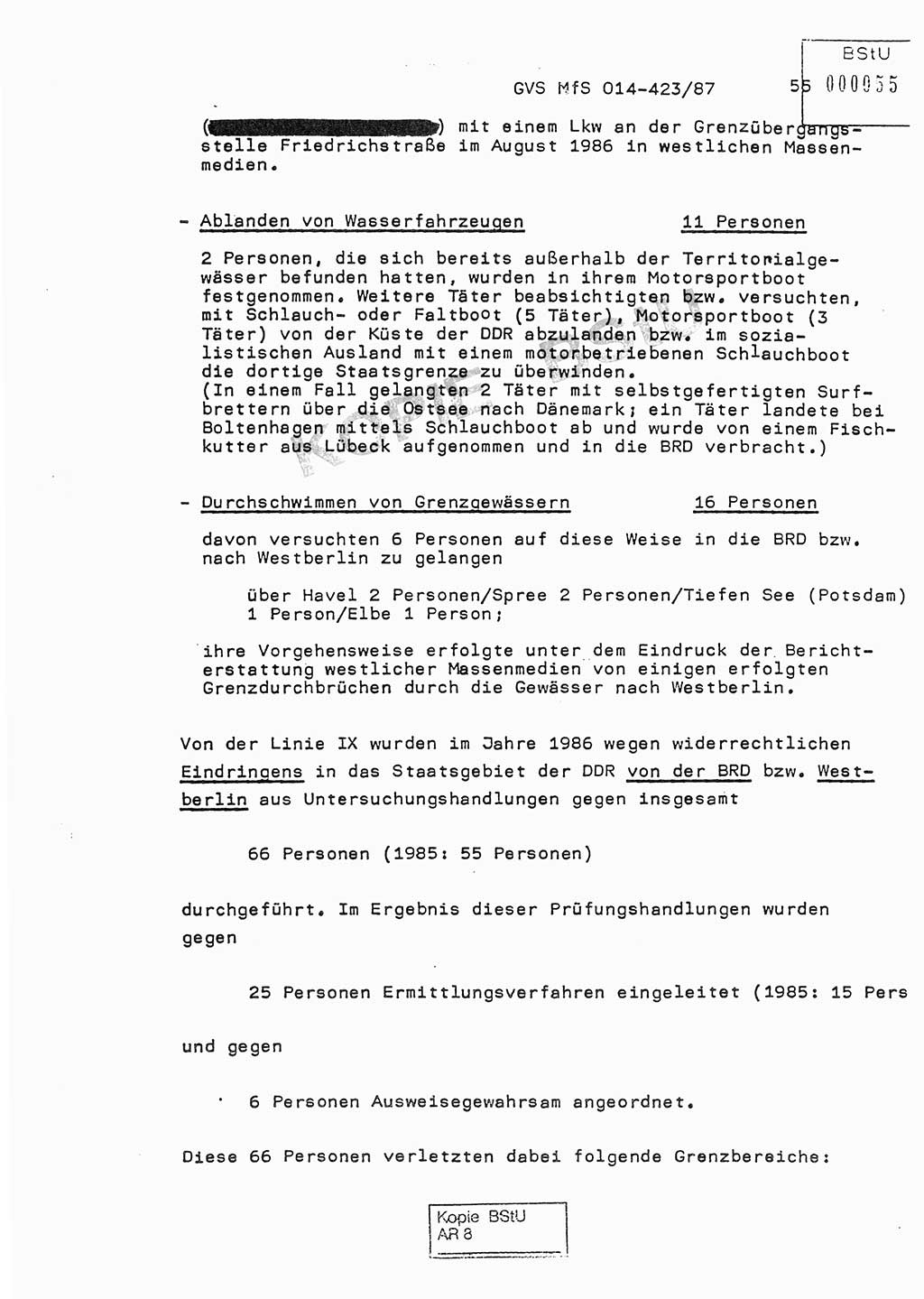 Jahresbericht der Hauptabteilung (HA) Ⅸ 1986, Einschätzung der Wirksamkeit der Untersuchungsarbeit im Jahre 1986, Ministerium für Staatssicherheit (MfS) der Deutschen Demokratischen Republik (DDR), Hauptabteilung Ⅸ, Geheime Verschlußsache (GVS) o014-423/87, Berlin 1987, Seite 55 (Einsch. MfS DDR HA Ⅸ GVS o014-423/87 1986, S. 55)