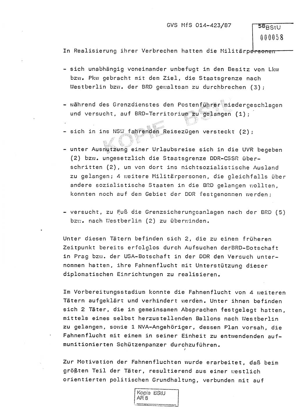 Jahresbericht der Hauptabteilung (HA) Ⅸ 1986, Einschätzung der Wirksamkeit der Untersuchungsarbeit im Jahre 1986, Ministerium für Staatssicherheit (MfS) der Deutschen Demokratischen Republik (DDR), Hauptabteilung Ⅸ, Geheime Verschlußsache (GVS) o014-423/87, Berlin 1987, Seite 58 (Einsch. MfS DDR HA Ⅸ GVS o014-423/87 1986, S. 58)