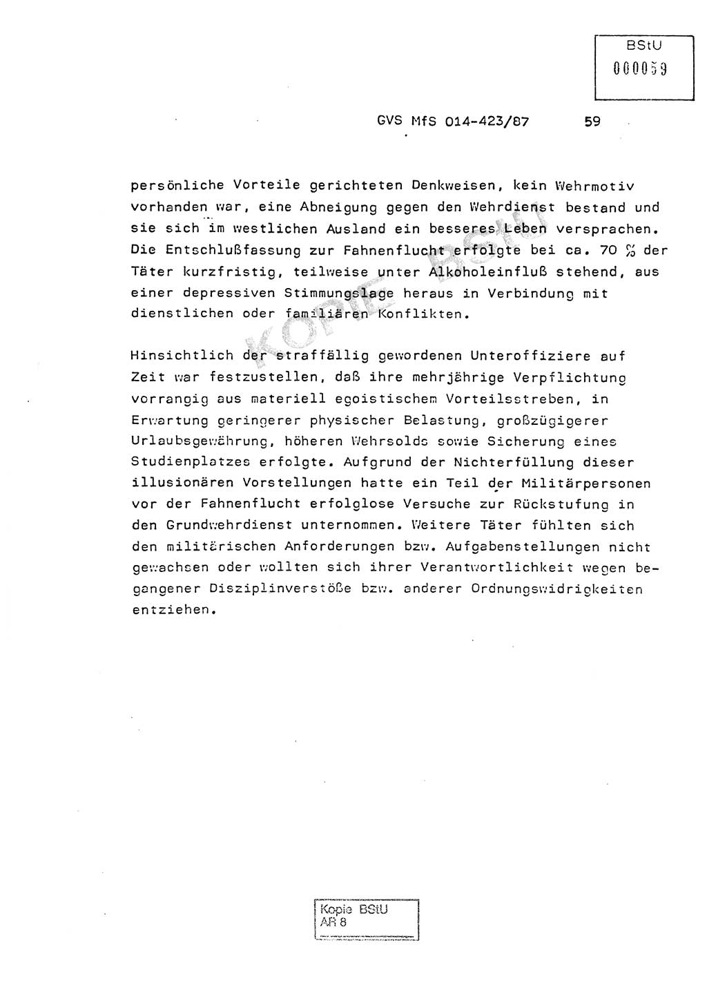 Jahresbericht der Hauptabteilung (HA) Ⅸ 1986, Einschätzung der Wirksamkeit der Untersuchungsarbeit im Jahre 1986, Ministerium für Staatssicherheit (MfS) der Deutschen Demokratischen Republik (DDR), Hauptabteilung Ⅸ, Geheime Verschlußsache (GVS) o014-423/87, Berlin 1987, Seite 59 (Einsch. MfS DDR HA Ⅸ GVS o014-423/87 1986, S. 59)