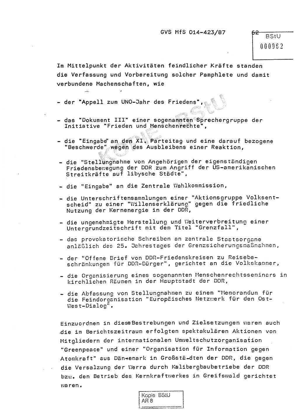 Jahresbericht der Hauptabteilung (HA) Ⅸ 1986, Einschätzung der Wirksamkeit der Untersuchungsarbeit im Jahre 1986, Ministerium für Staatssicherheit (MfS) der Deutschen Demokratischen Republik (DDR), Hauptabteilung Ⅸ, Geheime Verschlußsache (GVS) o014-423/87, Berlin 1987, Seite 62 (Einsch. MfS DDR HA Ⅸ GVS o014-423/87 1986, S. 62)