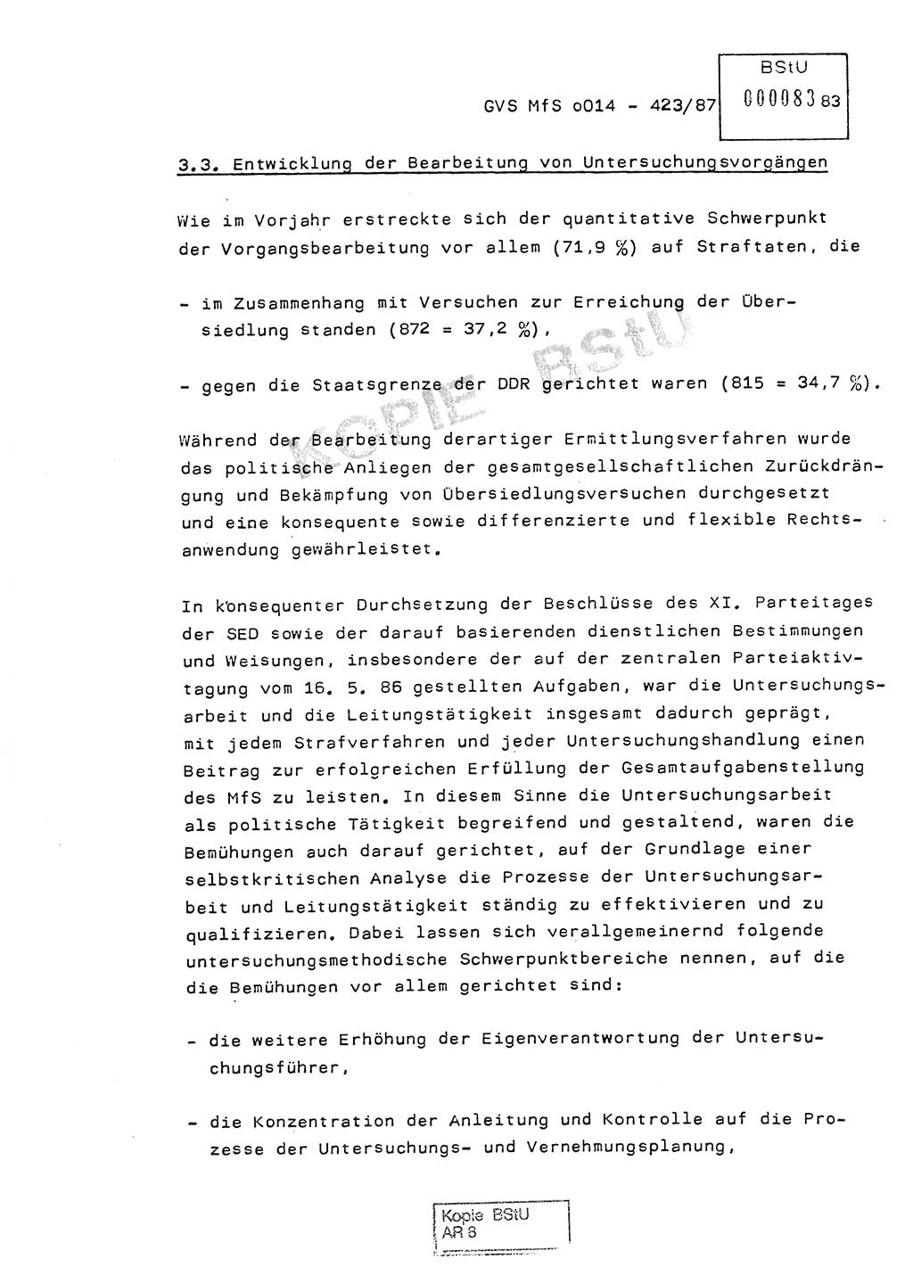 Jahresbericht der Hauptabteilung (HA) Ⅸ 1986, Einschätzung der Wirksamkeit der Untersuchungsarbeit im Jahre 1986, Ministerium für Staatssicherheit (MfS) der Deutschen Demokratischen Republik (DDR), Hauptabteilung Ⅸ, Geheime Verschlußsache (GVS) o014-423/87, Berlin 1987, Seite 83 (Einsch. MfS DDR HA Ⅸ GVS o014-423/87 1986, S. 83)