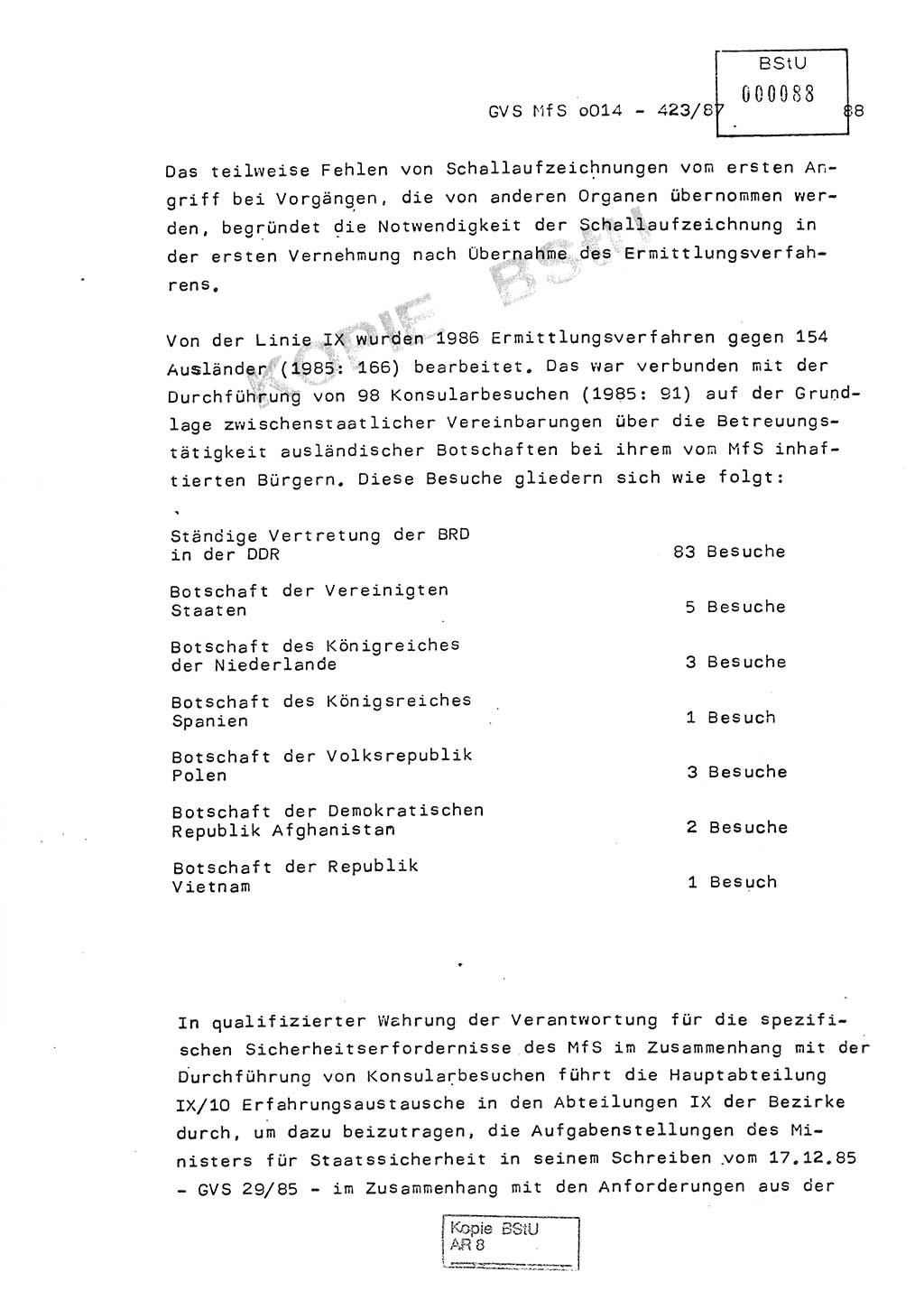 Jahresbericht der Hauptabteilung (HA) Ⅸ 1986, Einschätzung der Wirksamkeit der Untersuchungsarbeit im Jahre 1986, Ministerium für Staatssicherheit (MfS) der Deutschen Demokratischen Republik (DDR), Hauptabteilung Ⅸ, Geheime Verschlußsache (GVS) o014-423/87, Berlin 1987, Seite 88 (Einsch. MfS DDR HA Ⅸ GVS o014-423/87 1986, S. 88)