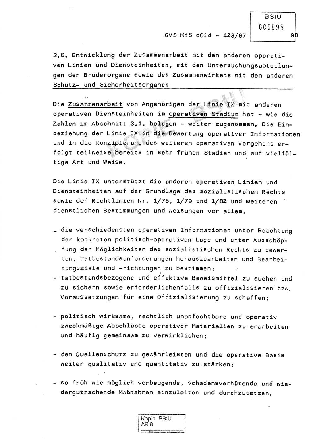 Jahresbericht der Hauptabteilung (HA) Ⅸ 1986, Einschätzung der Wirksamkeit der Untersuchungsarbeit im Jahre 1986, Ministerium für Staatssicherheit (MfS) der Deutschen Demokratischen Republik (DDR), Hauptabteilung Ⅸ, Geheime Verschlußsache (GVS) o014-423/87, Berlin 1987, Seite 98 (Einsch. MfS DDR HA Ⅸ GVS o014-423/87 1986, S. 98)