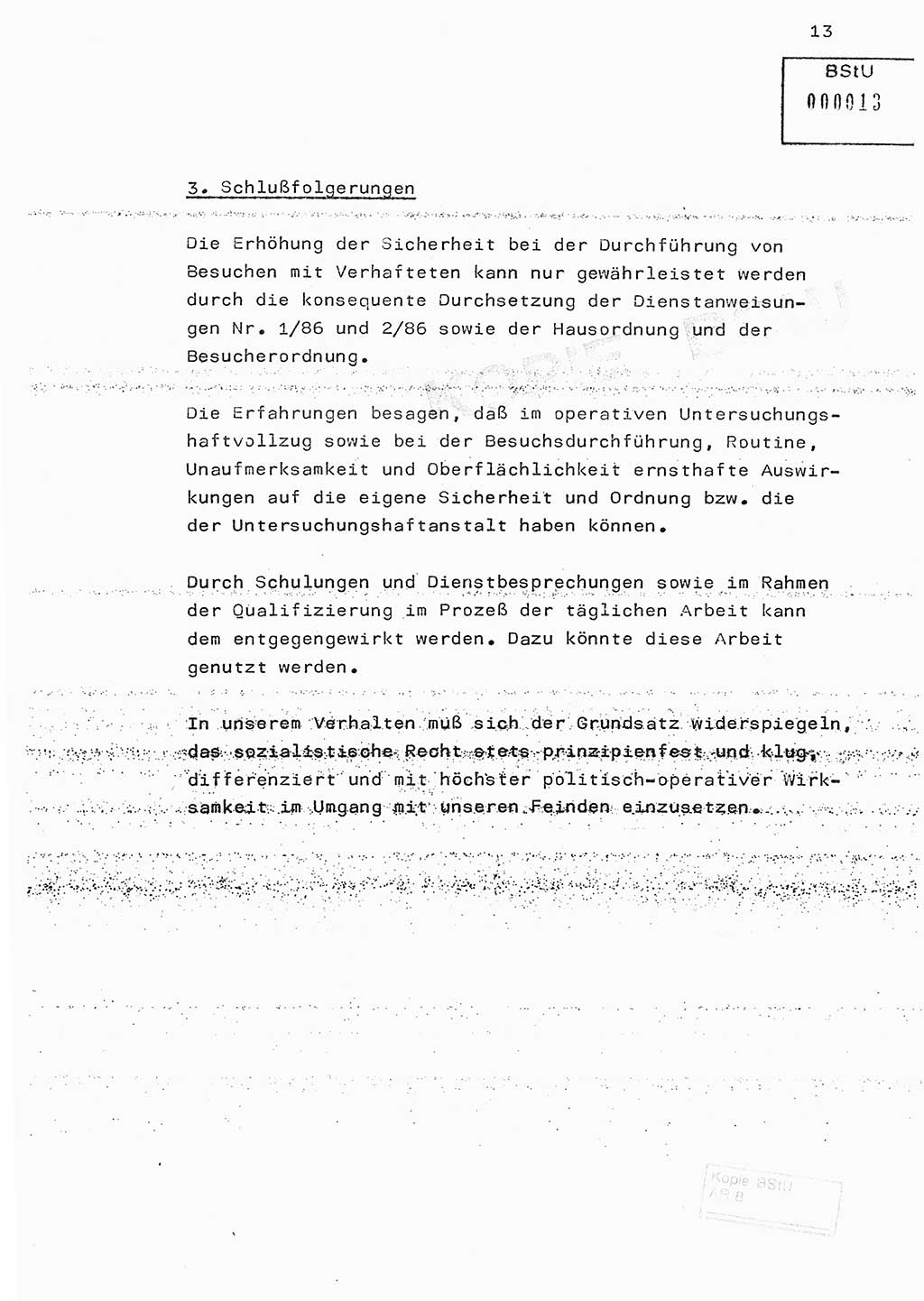 Fachschulabschlußarbeit Hauptmann Edwin Buhse (Abt. ⅩⅣ), Ministerium für Staatssicherheit (MfS) [Deutsche Demokratische Republik (DDR)], Abteilung ⅩⅣ, o.D., o.O, o.J., ca. 1986 wg. Bez. DA 2/86, Seite 13 (FS-Abschl.-Arb. MfS DDR Abt. ⅩⅣ 1986, S. 13)