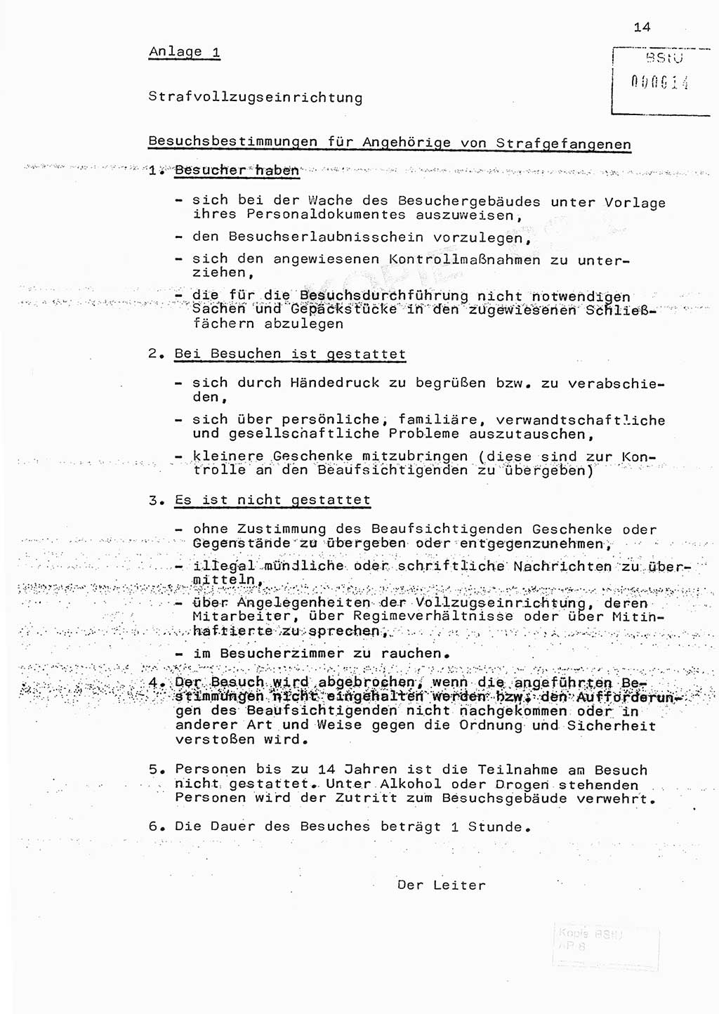 Fachschulabschlußarbeit Hauptmann Edwin Buhse (Abt. ⅩⅣ), Ministerium für Staatssicherheit (MfS) [Deutsche Demokratische Republik (DDR)], Abteilung ⅩⅣ, o.D., o.O, o.J., ca. 1986 wg. Bez. DA 2/86, Seite 14 (FS-Abschl.-Arb. MfS DDR Abt. ⅩⅣ 1986, S. 14)
