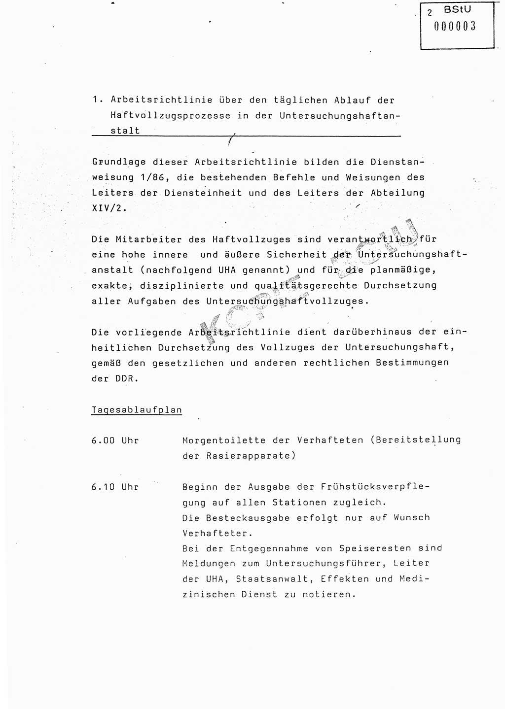 Fachschulabschlußarbeit Oberleutnant Bernd Mekelburg (Abt. ⅩⅣ/2), Oberleutnant Tilo Lilpopp (Abt. ⅩⅣ/2), Ministerium für Staatssicherheit (MfS) [Deutsche Demokratische Republik (DDR)], Abteilung ⅩⅣ, o.D., o.O, o.J., ca. 1986 wg. Bez. DA 1/86, Seite 2 (FS-Abschl.-Arb. MfS DDR Abt. ⅩⅣ 1986, S. 2)