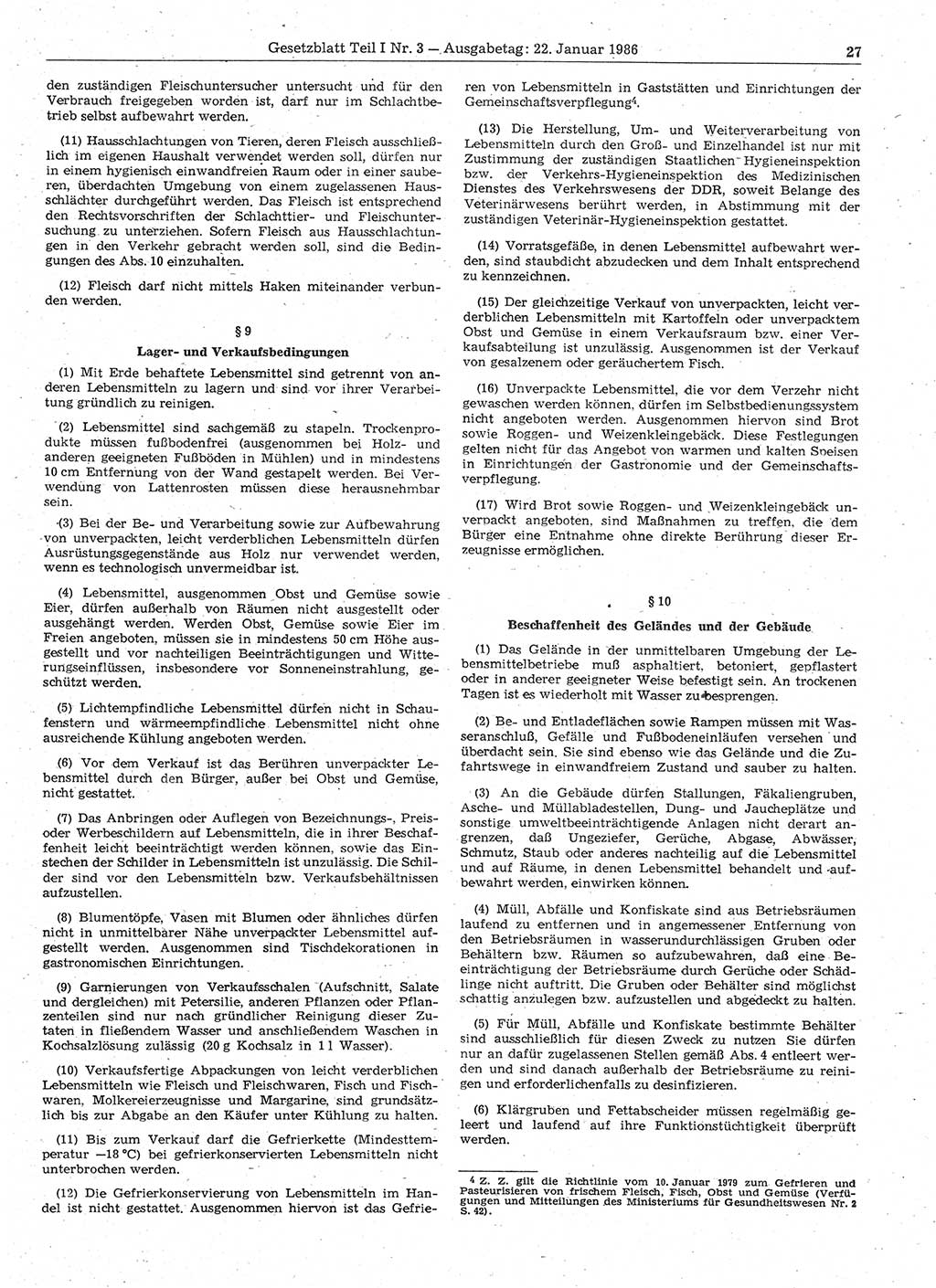 Gesetzblatt (GBl.) der Deutschen Demokratischen Republik (DDR) Teil Ⅰ 1986, Seite 27 (GBl. DDR Ⅰ 1986, S. 27)