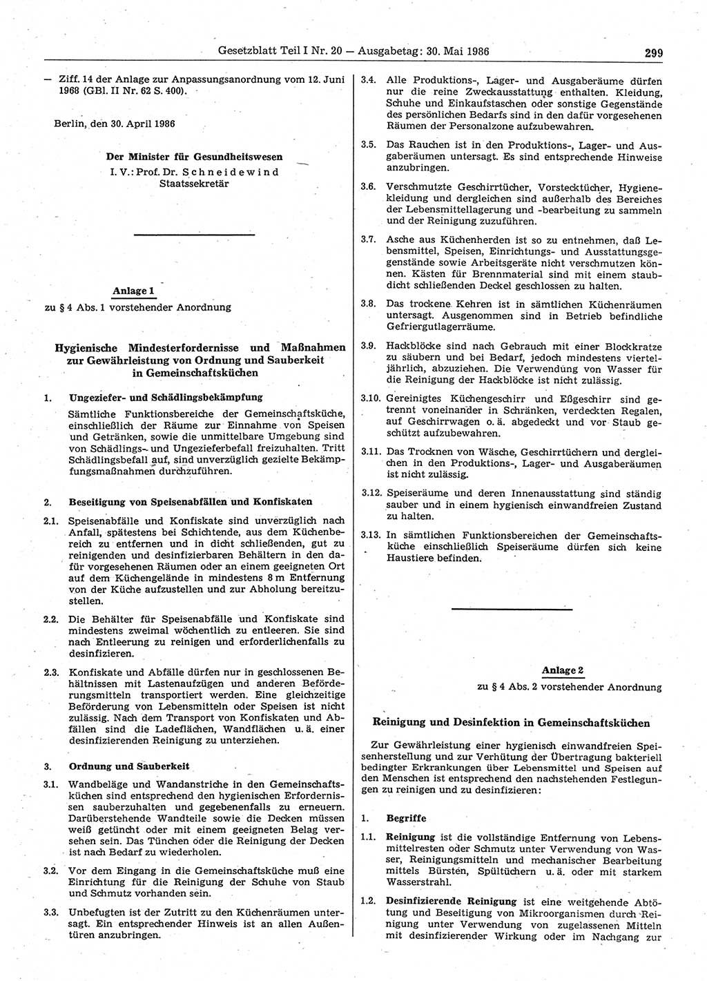 Gesetzblatt (GBl.) der Deutschen Demokratischen Republik (DDR) Teil Ⅰ 1986, Seite 299 (GBl. DDR Ⅰ 1986, S. 299)