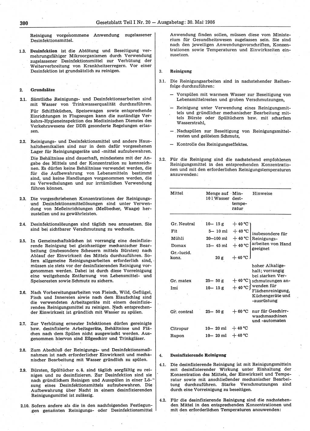 Gesetzblatt (GBl.) der Deutschen Demokratischen Republik (DDR) Teil Ⅰ 1986, Seite 300 (GBl. DDR Ⅰ 1986, S. 300)