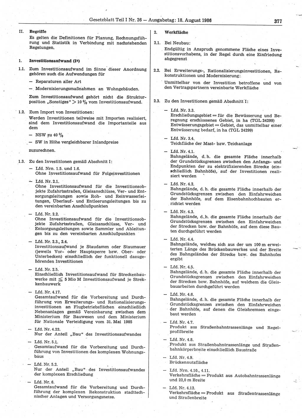 Gesetzblatt (GBl.) der Deutschen Demokratischen Republik (DDR) Teil Ⅰ 1986, Seite 377 (GBl. DDR Ⅰ 1986, S. 377)