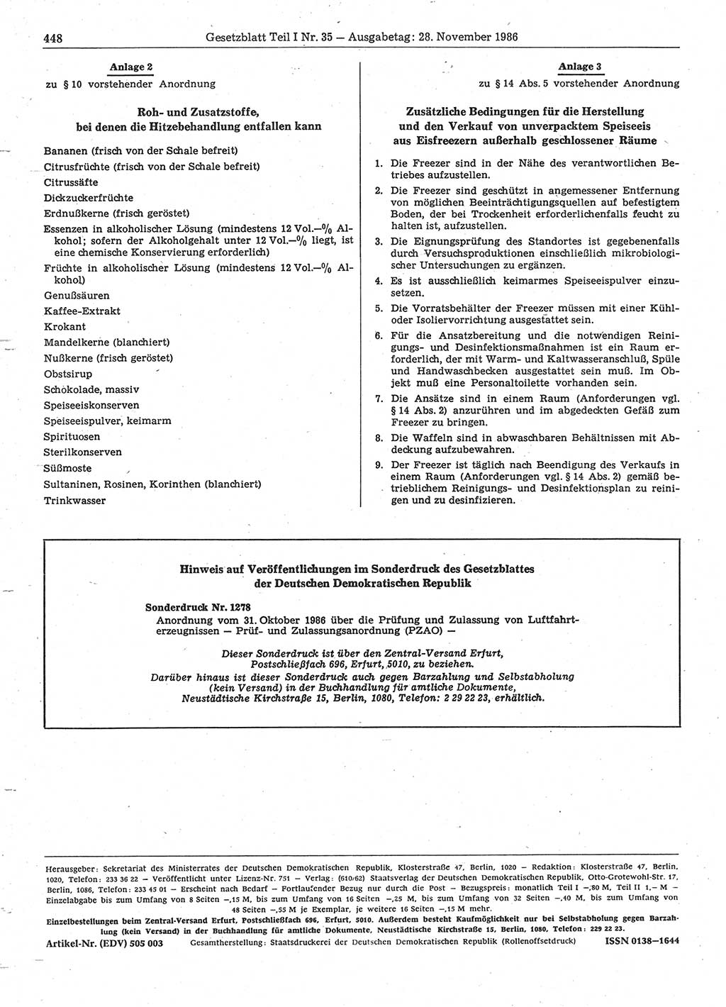 Gesetzblatt (GBl.) der Deutschen Demokratischen Republik (DDR) Teil Ⅰ 1986, Seite 448 (GBl. DDR Ⅰ 1986, S. 448)
