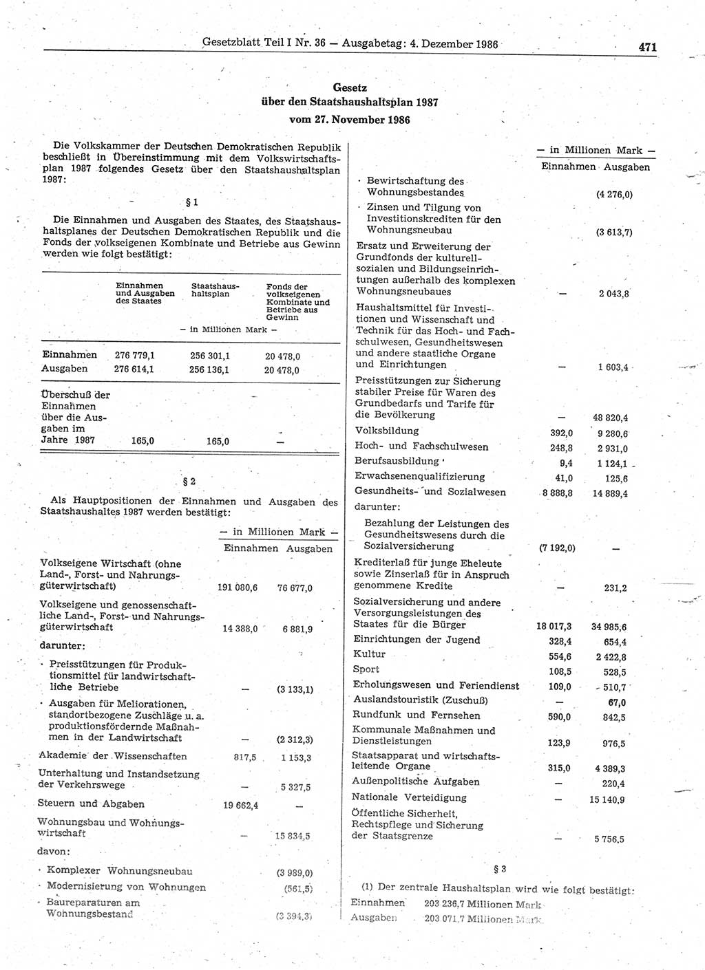 Gesetzblatt (GBl.) der Deutschen Demokratischen Republik (DDR) Teil Ⅰ 1986, Seite 471 (GBl. DDR Ⅰ 1986, S. 471)