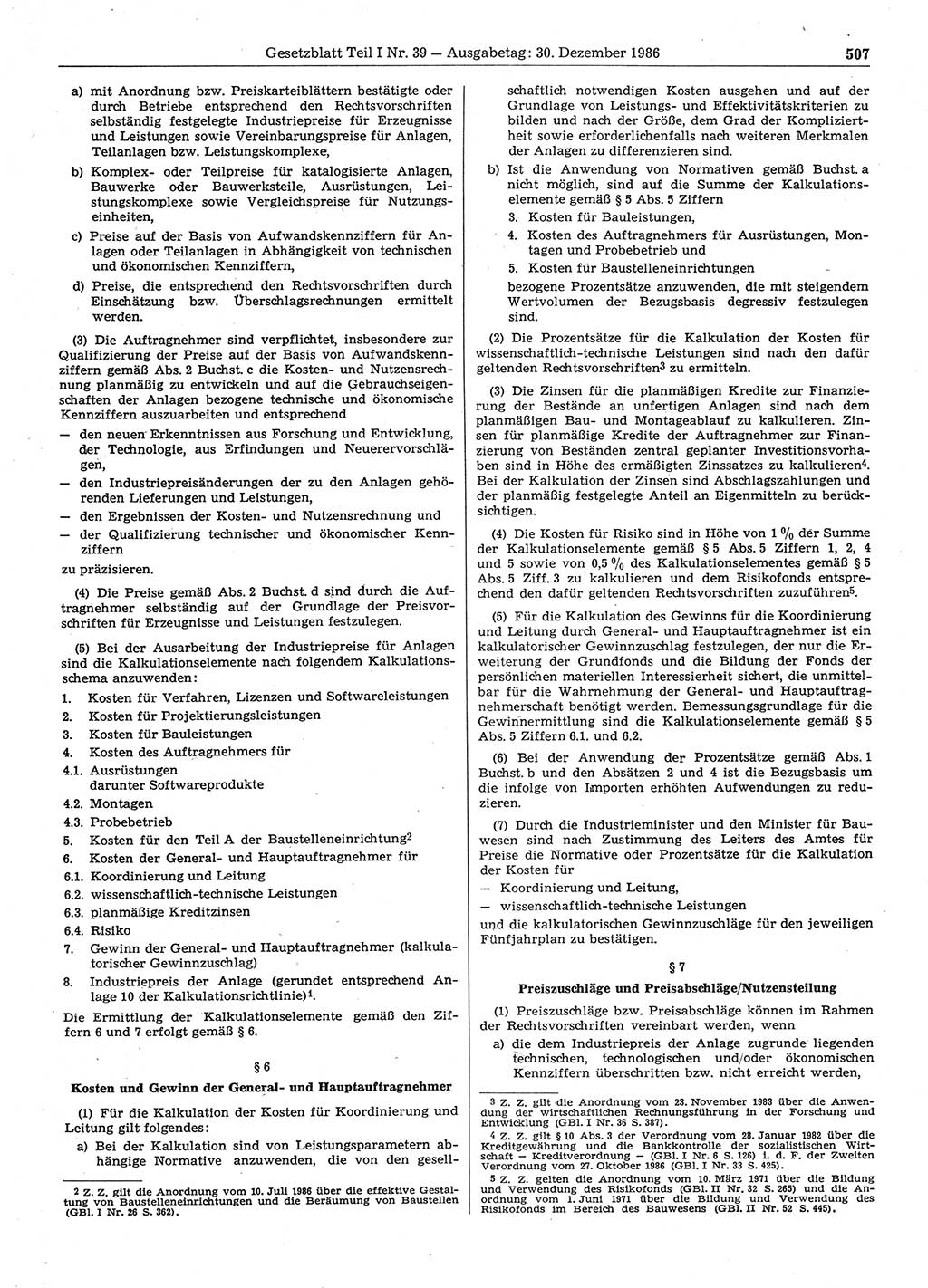Gesetzblatt (GBl.) der Deutschen Demokratischen Republik (DDR) Teil Ⅰ 1986, Seite 507 (GBl. DDR Ⅰ 1986, S. 507)