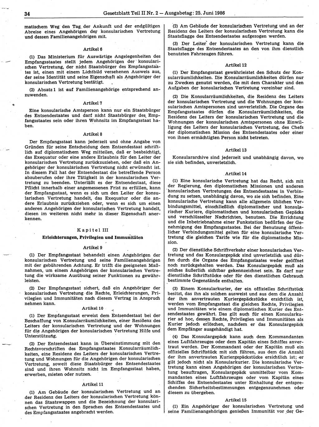 Gesetzblatt (GBl.) der Deutschen Demokratischen Republik (DDR) Teil ⅠⅠ 1986, Seite 34 (GBl. DDR ⅠⅠ 1986, S. 34)