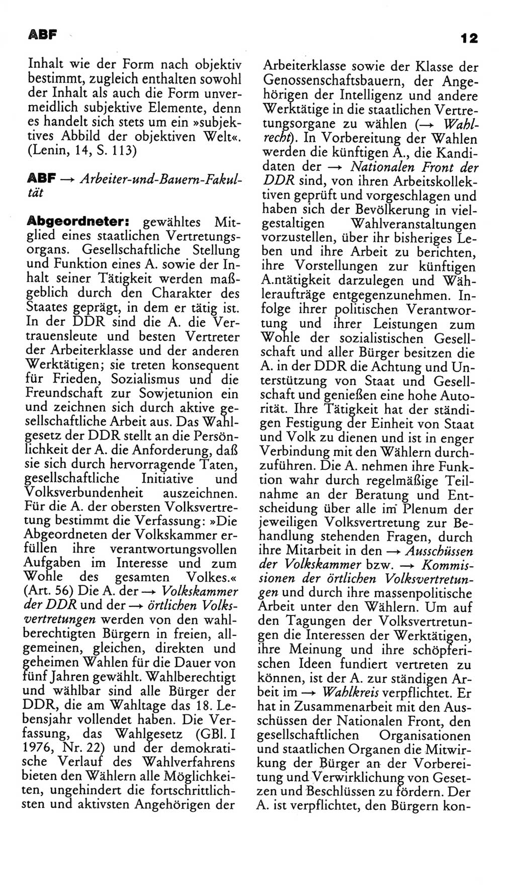 Kleines politisches Wörterbuch [Deutsche Demokratische Republik (DDR)] 1986, Seite 12 (Kl. pol. Wb. DDR 1986, S. 12)