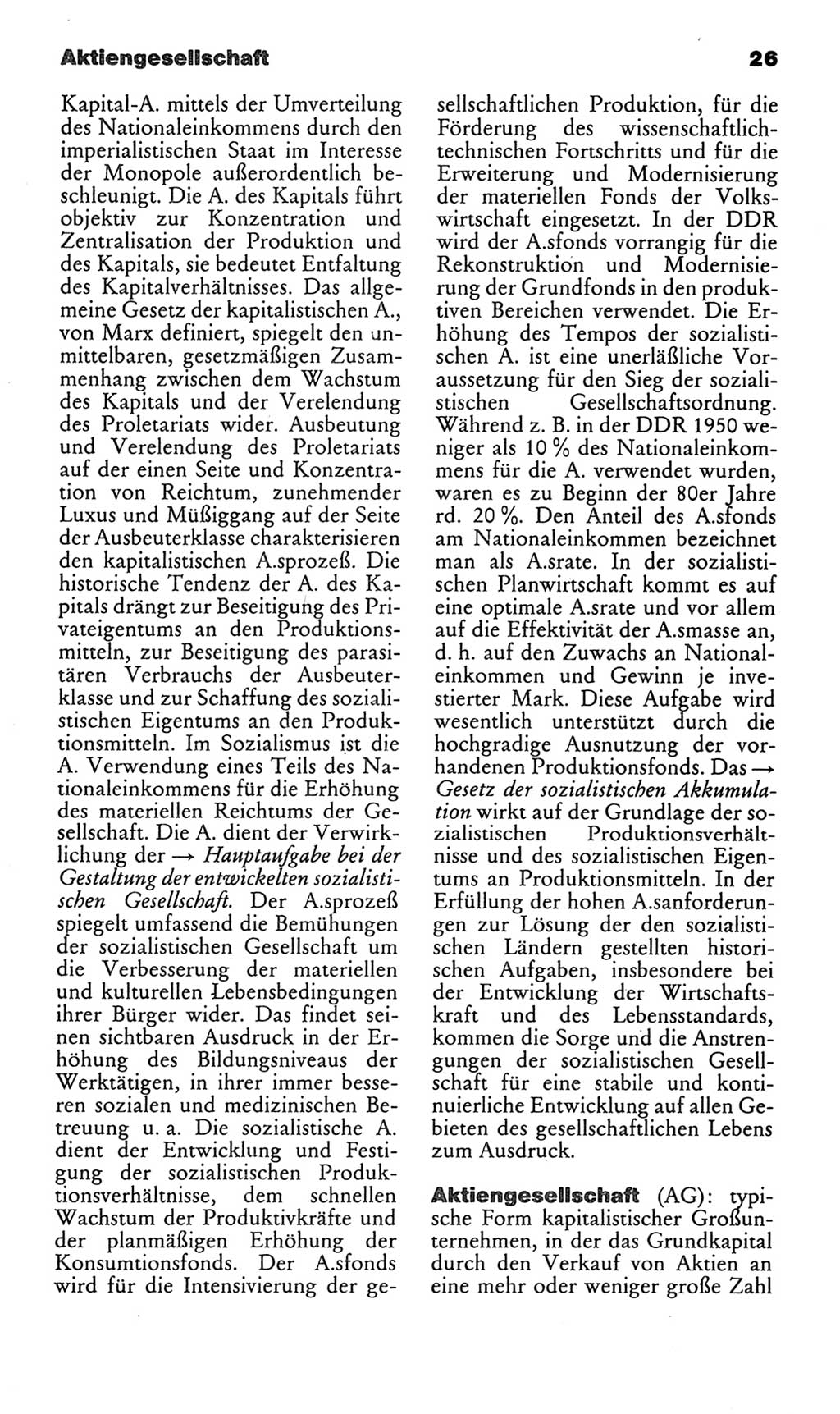 Kleines politisches Wörterbuch [Deutsche Demokratische Republik (DDR)] 1986, Seite 26 (Kl. pol. Wb. DDR 1986, S. 26)