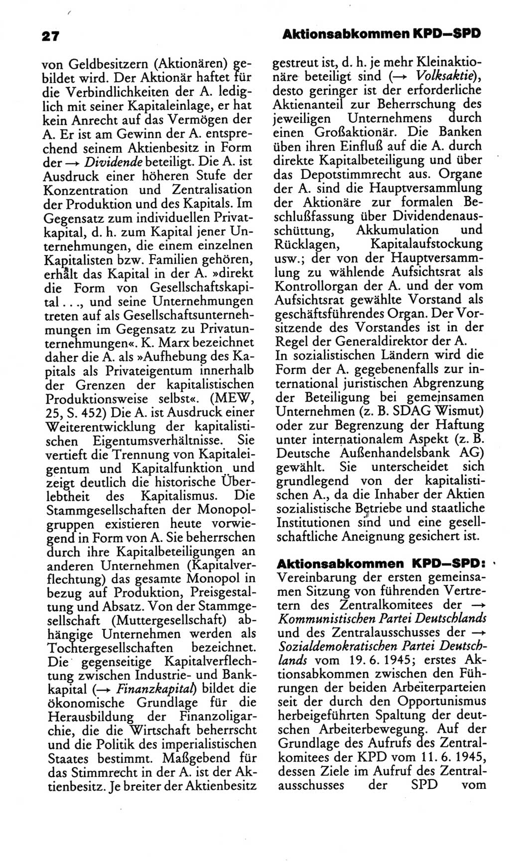 Kleines politisches Wörterbuch [Deutsche Demokratische Republik (DDR)] 1986, Seite 27 (Kl. pol. Wb. DDR 1986, S. 27)