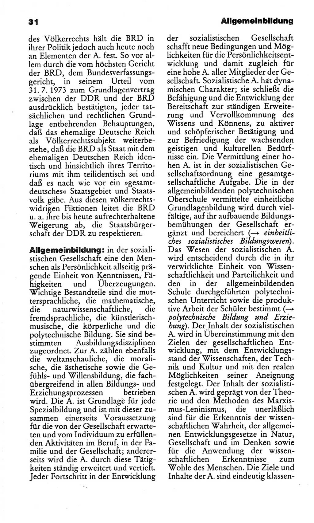 Kleines politisches Wörterbuch [Deutsche Demokratische Republik (DDR)] 1986, Seite 31 (Kl. pol. Wb. DDR 1986, S. 31)