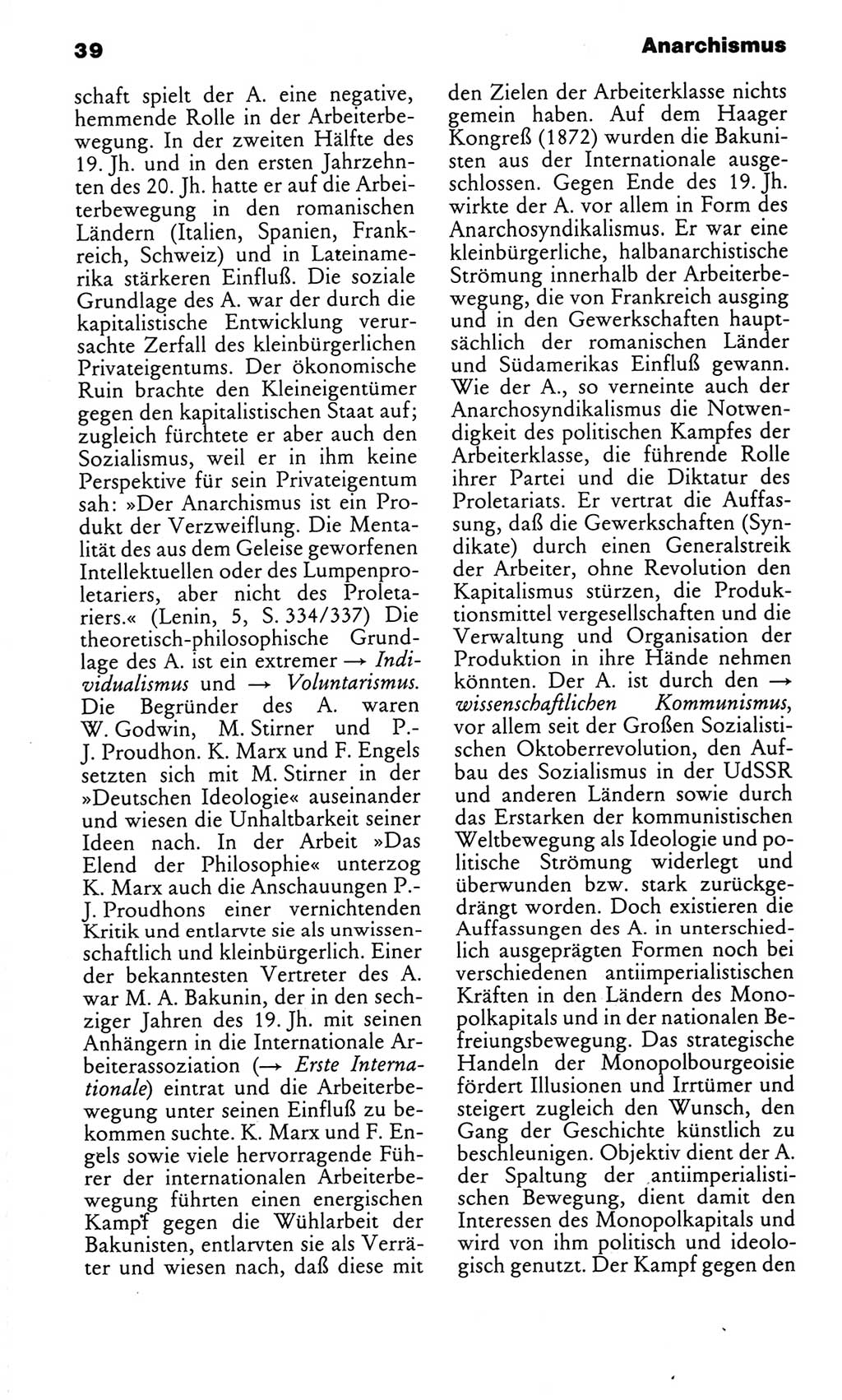 Kleines politisches Wörterbuch [Deutsche Demokratische Republik (DDR)] 1986, Seite 39 (Kl. pol. Wb. DDR 1986, S. 39)