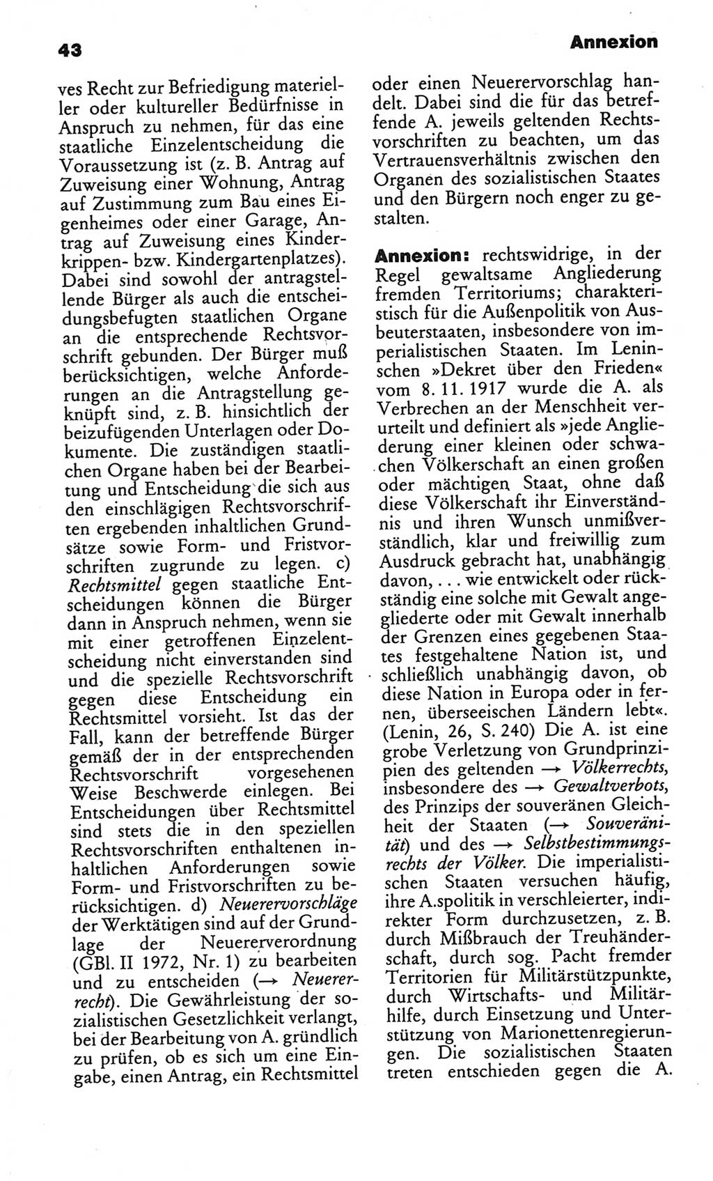 Kleines politisches Wörterbuch [Deutsche Demokratische Republik (DDR)] 1986, Seite 43 (Kl. pol. Wb. DDR 1986, S. 43)