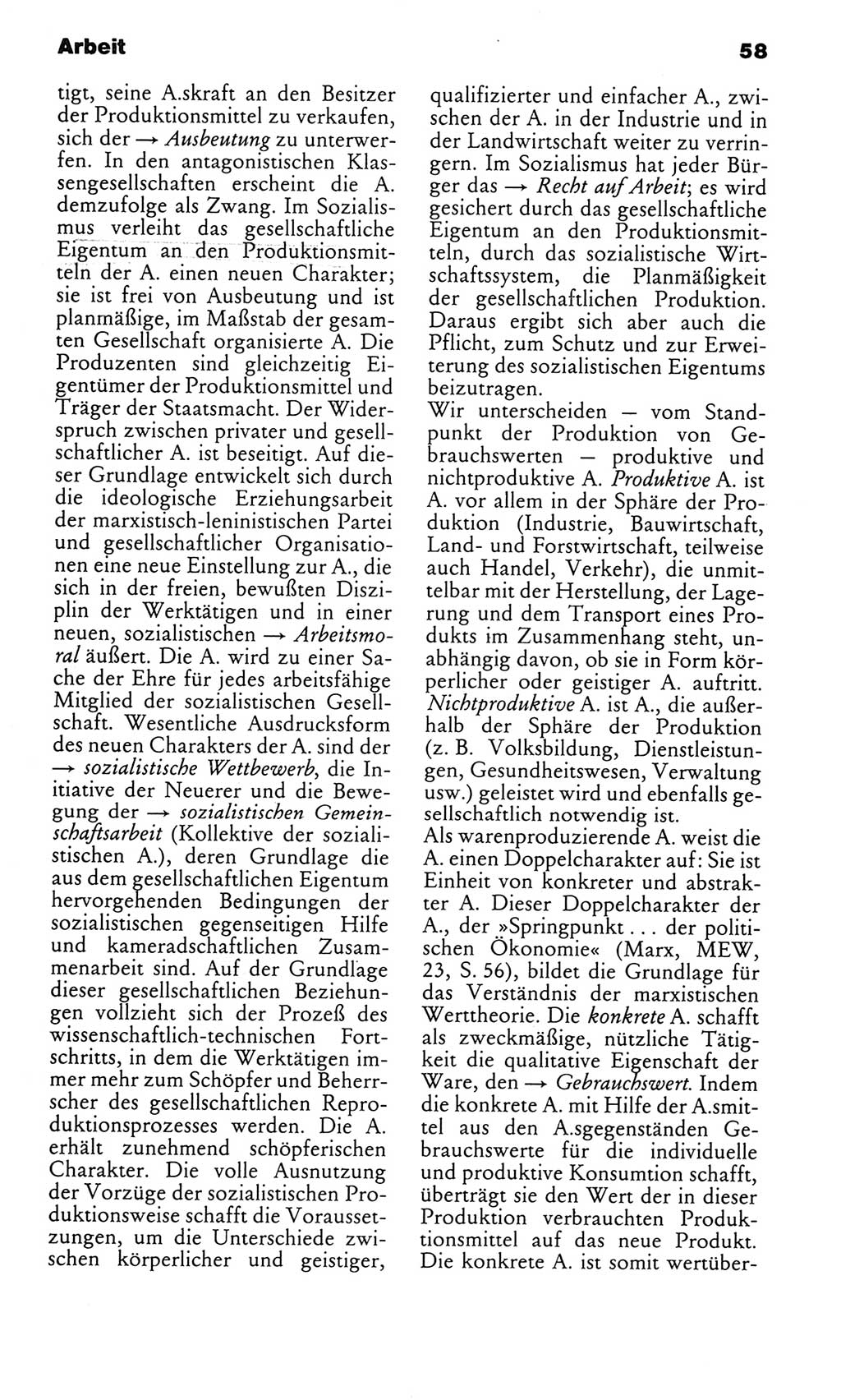 Kleines politisches Wörterbuch [Deutsche Demokratische Republik (DDR)] 1986, Seite 58 (Kl. pol. Wb. DDR 1986, S. 58)