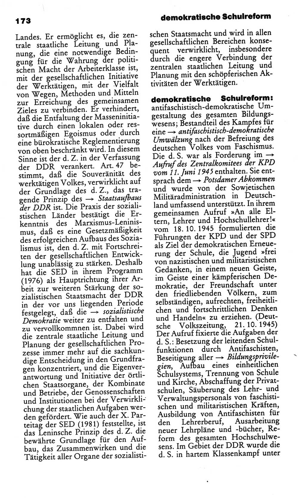 Kleines politisches Wörterbuch [Deutsche Demokratische Republik (DDR)] 1986, Seite 173 (Kl. pol. Wb. DDR 1986, S. 173)