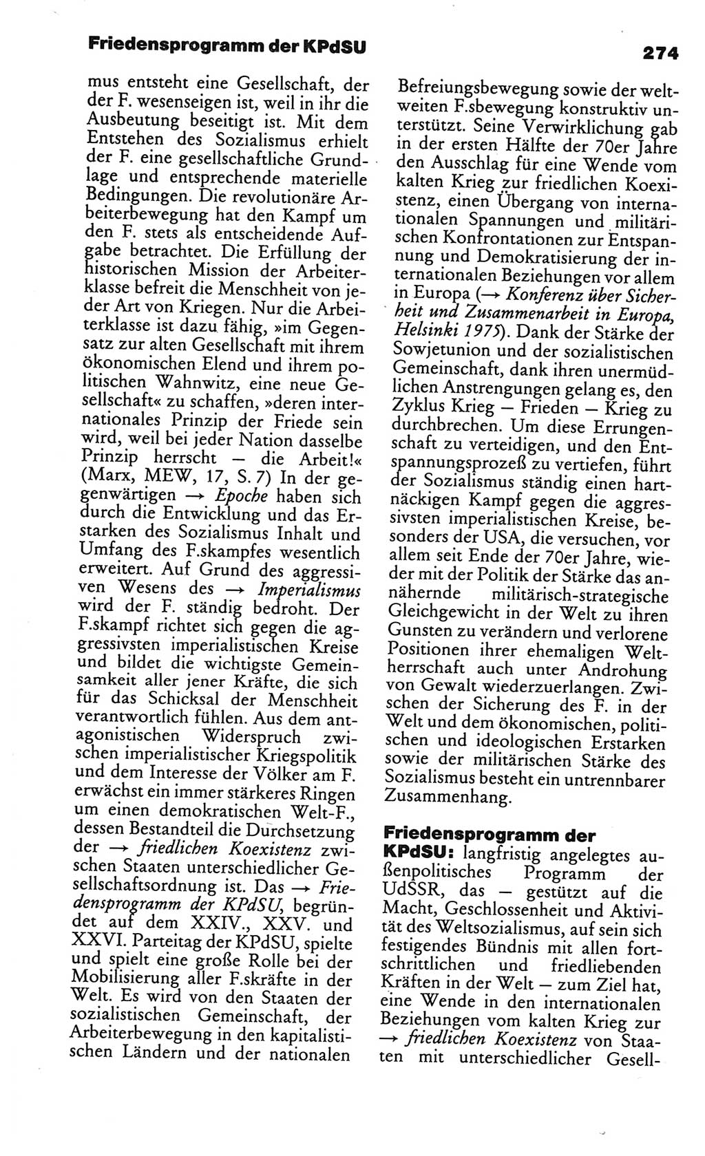 Kleines politisches Wörterbuch [Deutsche Demokratische Republik (DDR)] 1986, Seite 274 (Kl. pol. Wb. DDR 1986, S. 274)