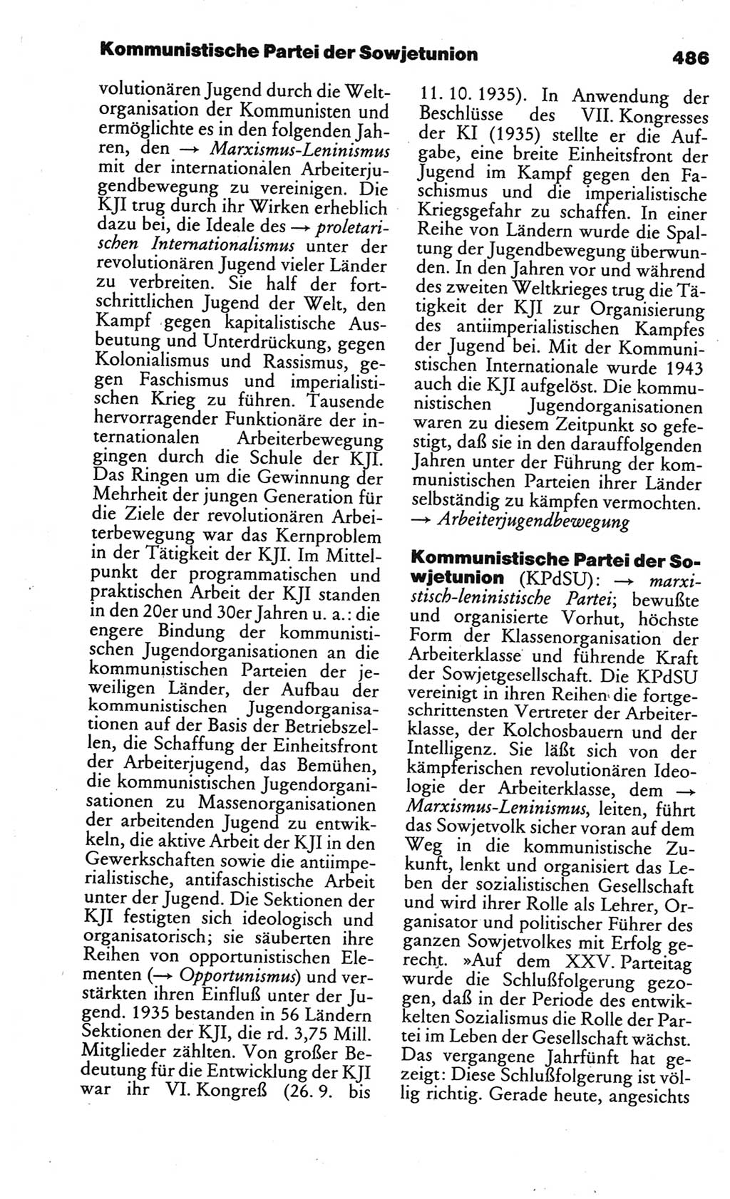 Kleines politisches Wörterbuch [Deutsche Demokratische Republik (DDR)] 1986, Seite 486 (Kl. pol. Wb. DDR 1986, S. 486)