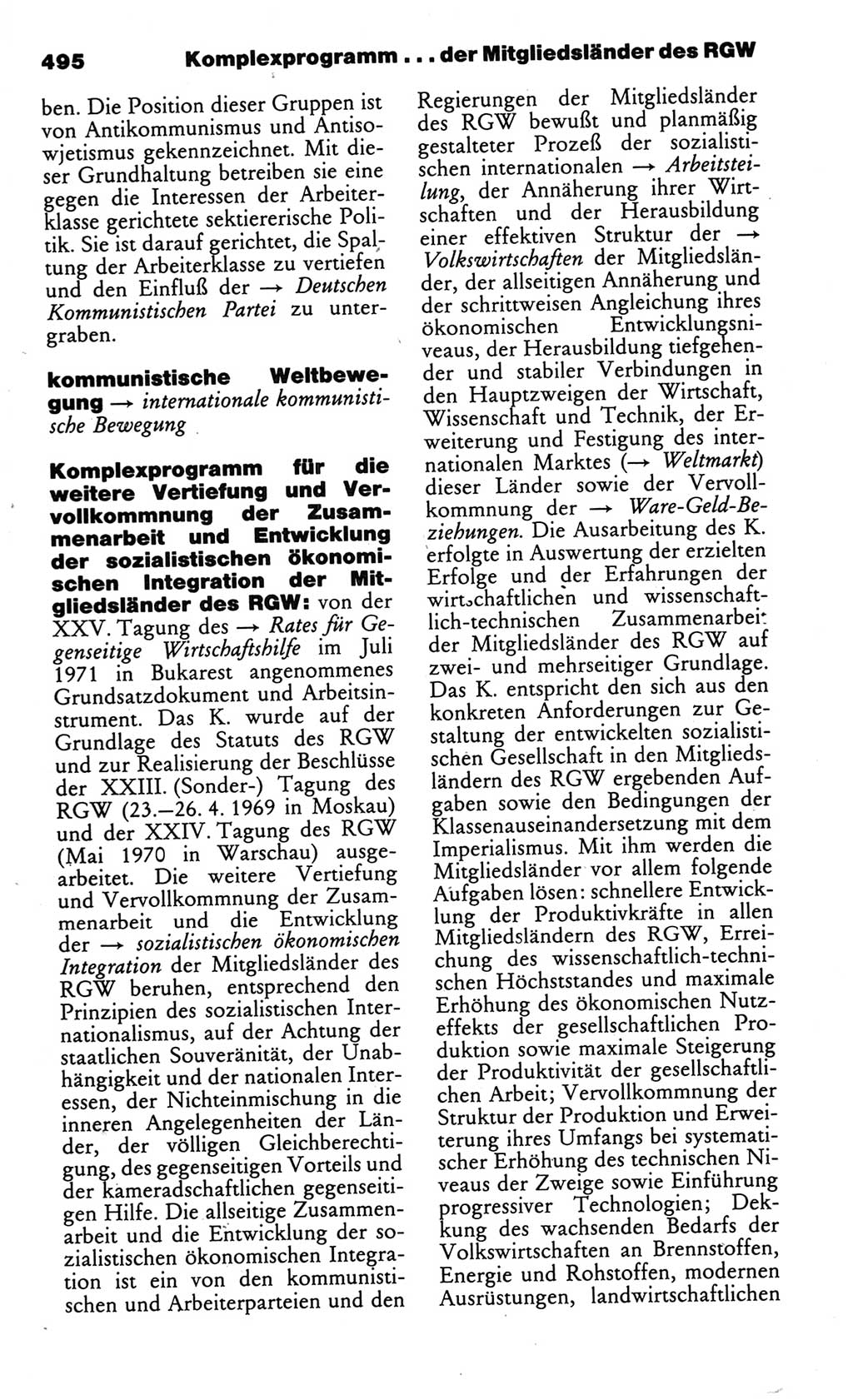 Kleines politisches Wörterbuch [Deutsche Demokratische Republik (DDR)] 1986, Seite 495 (Kl. pol. Wb. DDR 1986, S. 495)