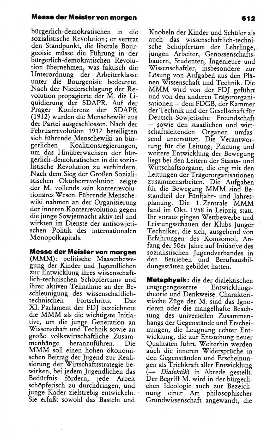 Kleines politisches Wörterbuch [Deutsche Demokratische Republik (DDR)] 1986, Seite 612 (Kl. pol. Wb. DDR 1986, S. 612)