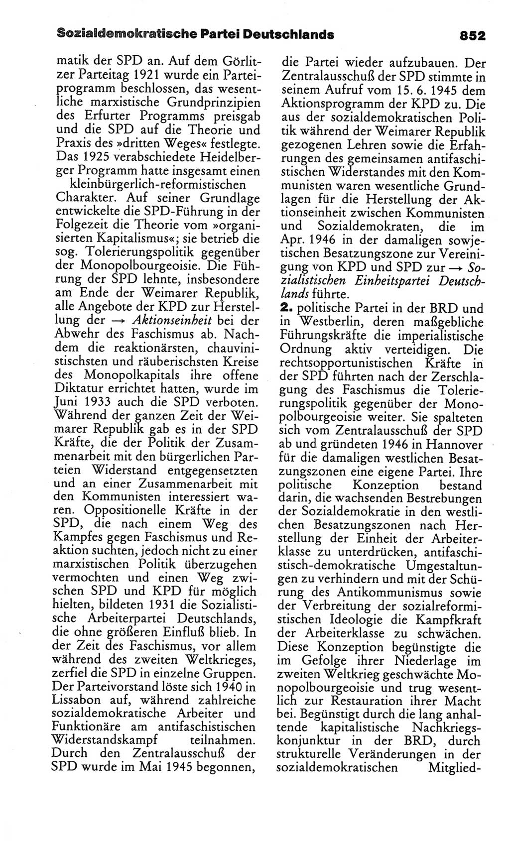 Kleines politisches Wörterbuch [Deutsche Demokratische Republik (DDR)] 1986, Seite 852 (Kl. pol. Wb. DDR 1986, S. 852)