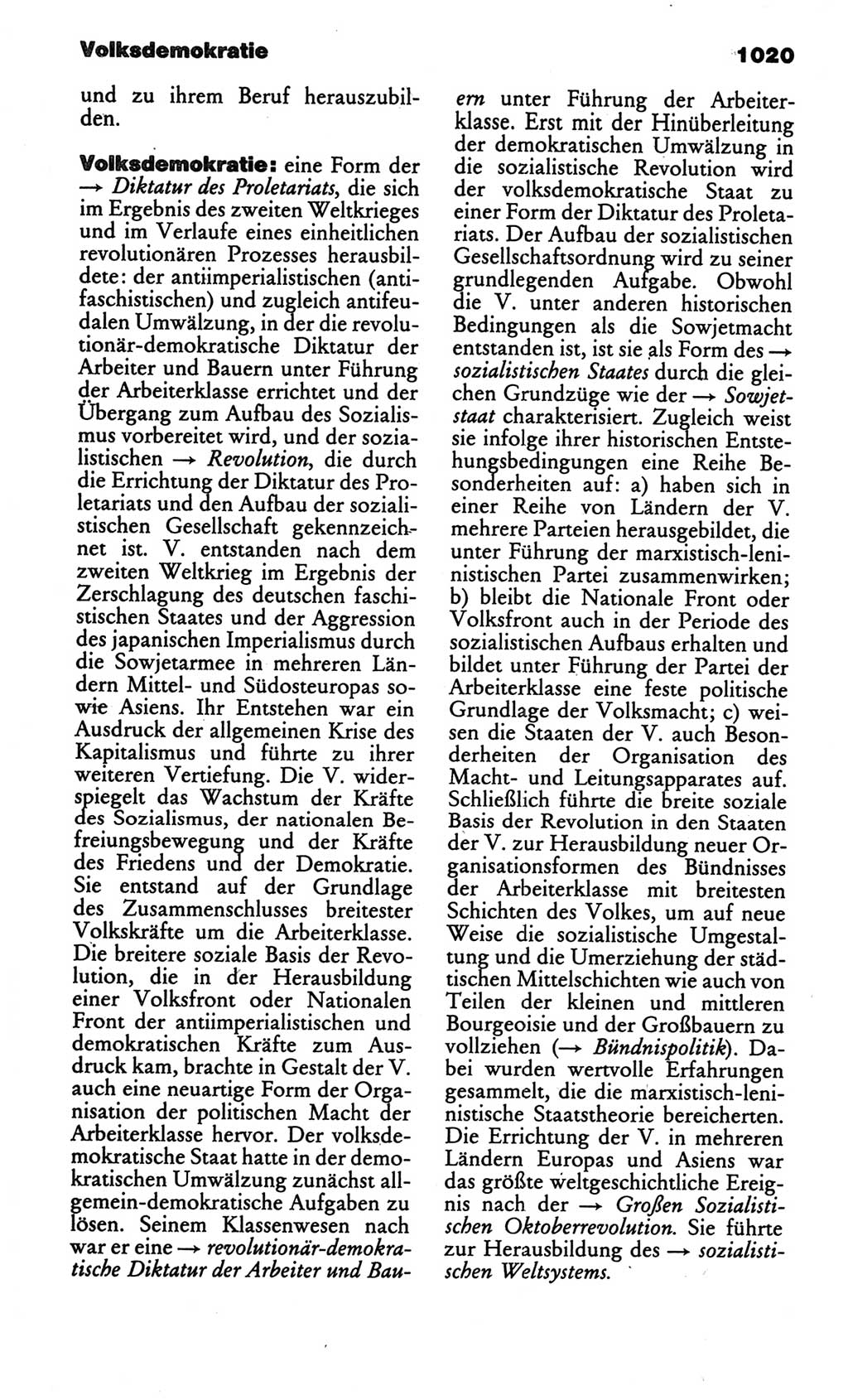 Kleines politisches Wörterbuch [Deutsche Demokratische Republik (DDR)] 1986, Seite 1020 (Kl. pol. Wb. DDR 1986, S. 1020)