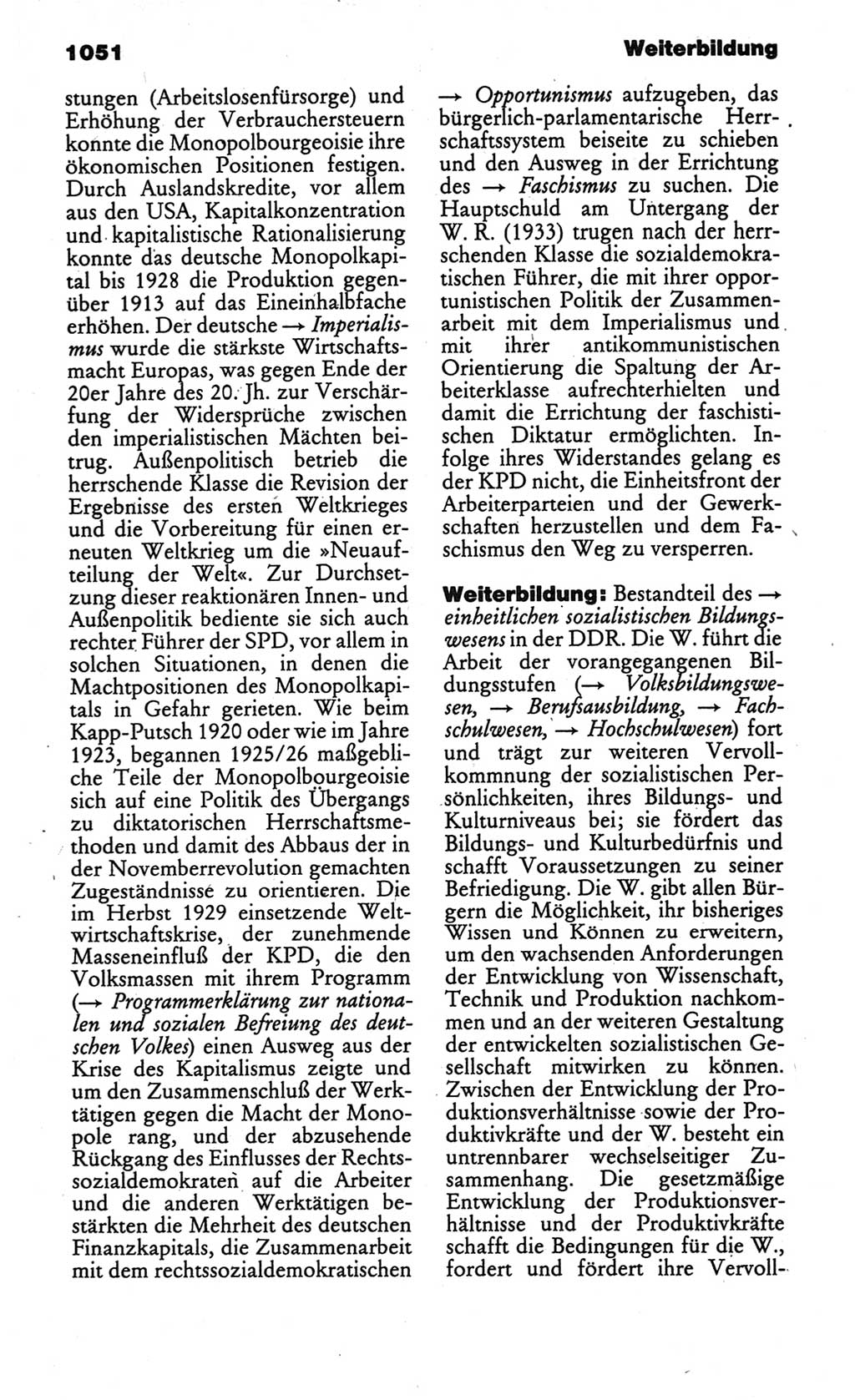 Kleines politisches Wörterbuch [Deutsche Demokratische Republik (DDR)] 1986, Seite 1051 (Kl. pol. Wb. DDR 1986, S. 1051)