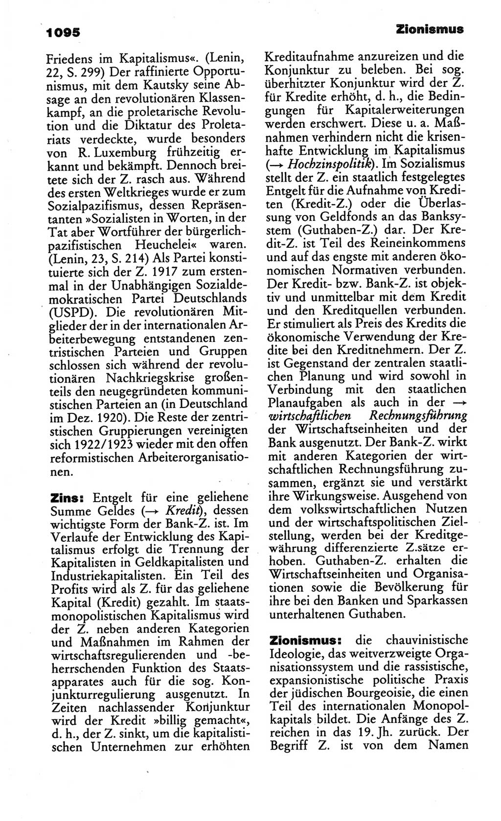 Kleines politisches Wörterbuch [Deutsche Demokratische Republik (DDR)] 1986, Seite 1095 (Kl. pol. Wb. DDR 1986, S. 1095)