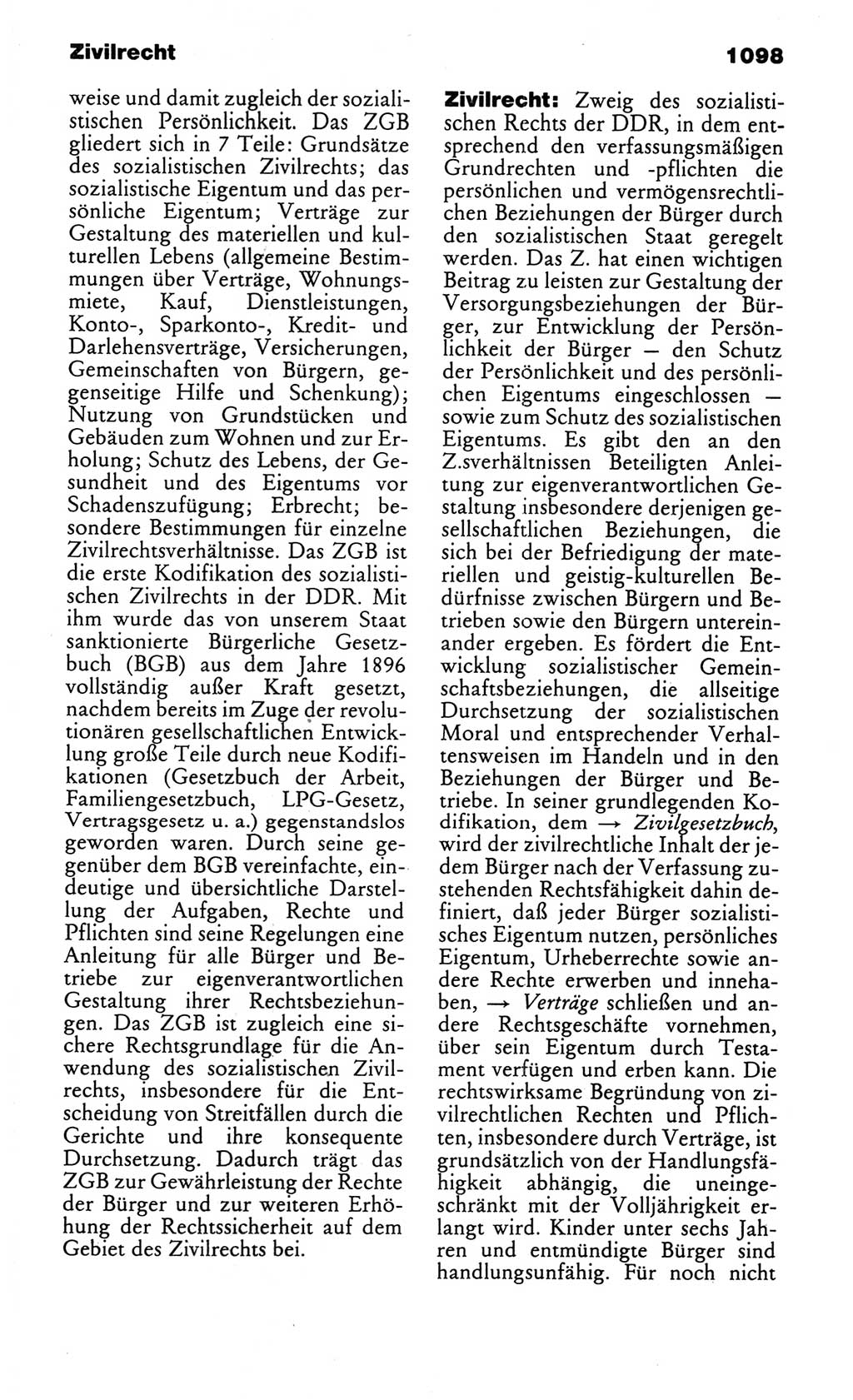 Kleines politisches Wörterbuch [Deutsche Demokratische Republik (DDR)] 1986, Seite 1098 (Kl. pol. Wb. DDR 1986, S. 1098)