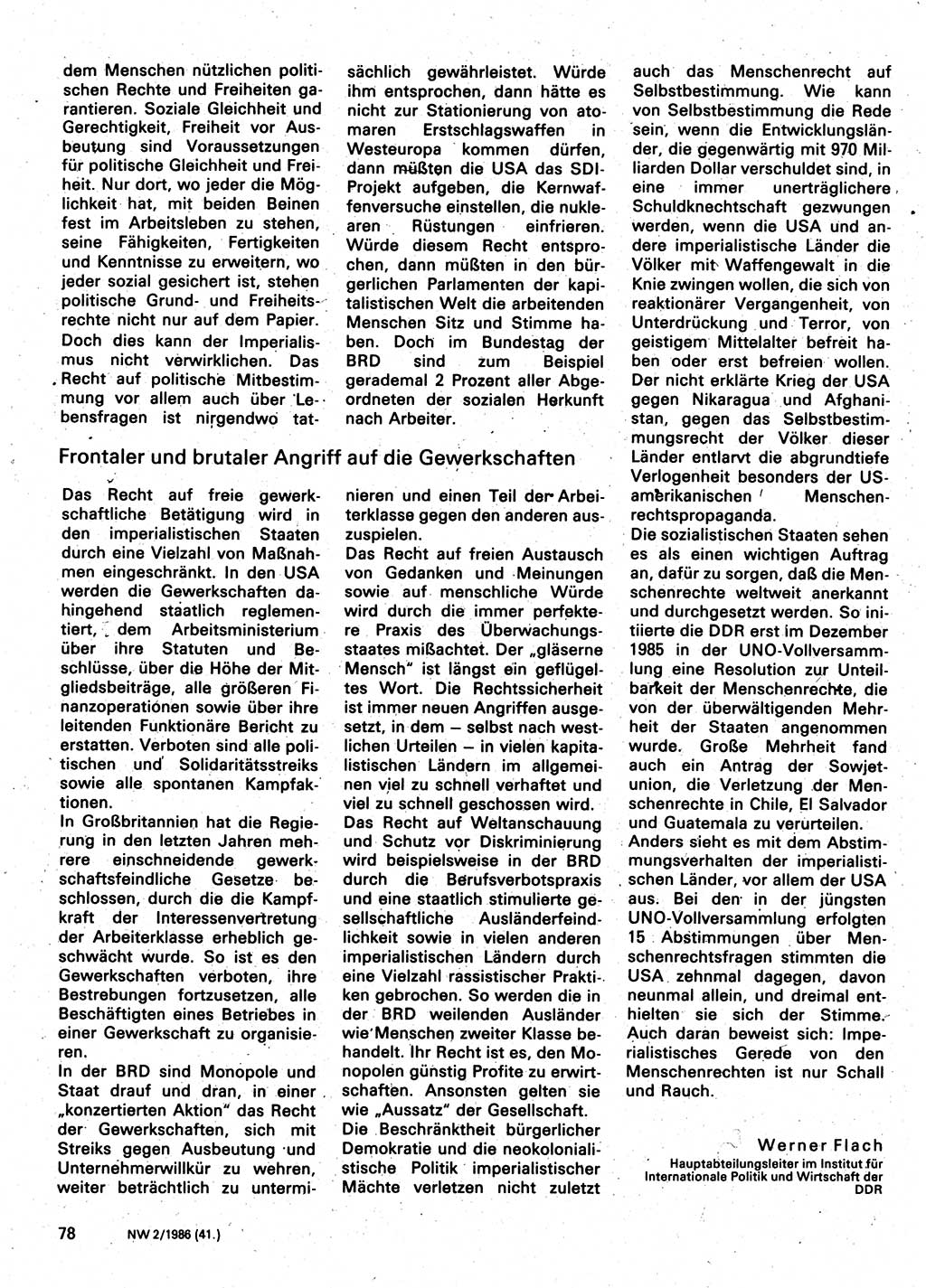 Neuer Weg (NW), Organ des Zentralkomitees (ZK) der SED (Sozialistische Einheitspartei Deutschlands) für Fragen des Parteilebens, 41. Jahrgang [Deutsche Demokratische Republik (DDR)] 1986, Seite 78 (NW ZK SED DDR 1986, S. 78)