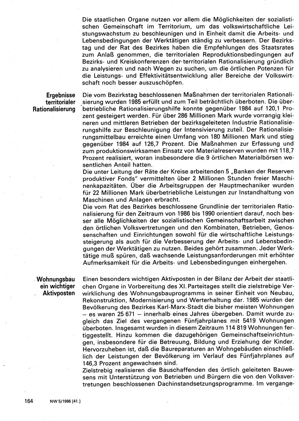 Neuer Weg (NW), Organ des Zentralkomitees (ZK) der SED (Sozialistische Einheitspartei Deutschlands) für Fragen des Parteilebens, 41. Jahrgang [Deutsche Demokratische Republik (DDR)] 1986, Seite 164 (NW ZK SED DDR 1986, S. 164)