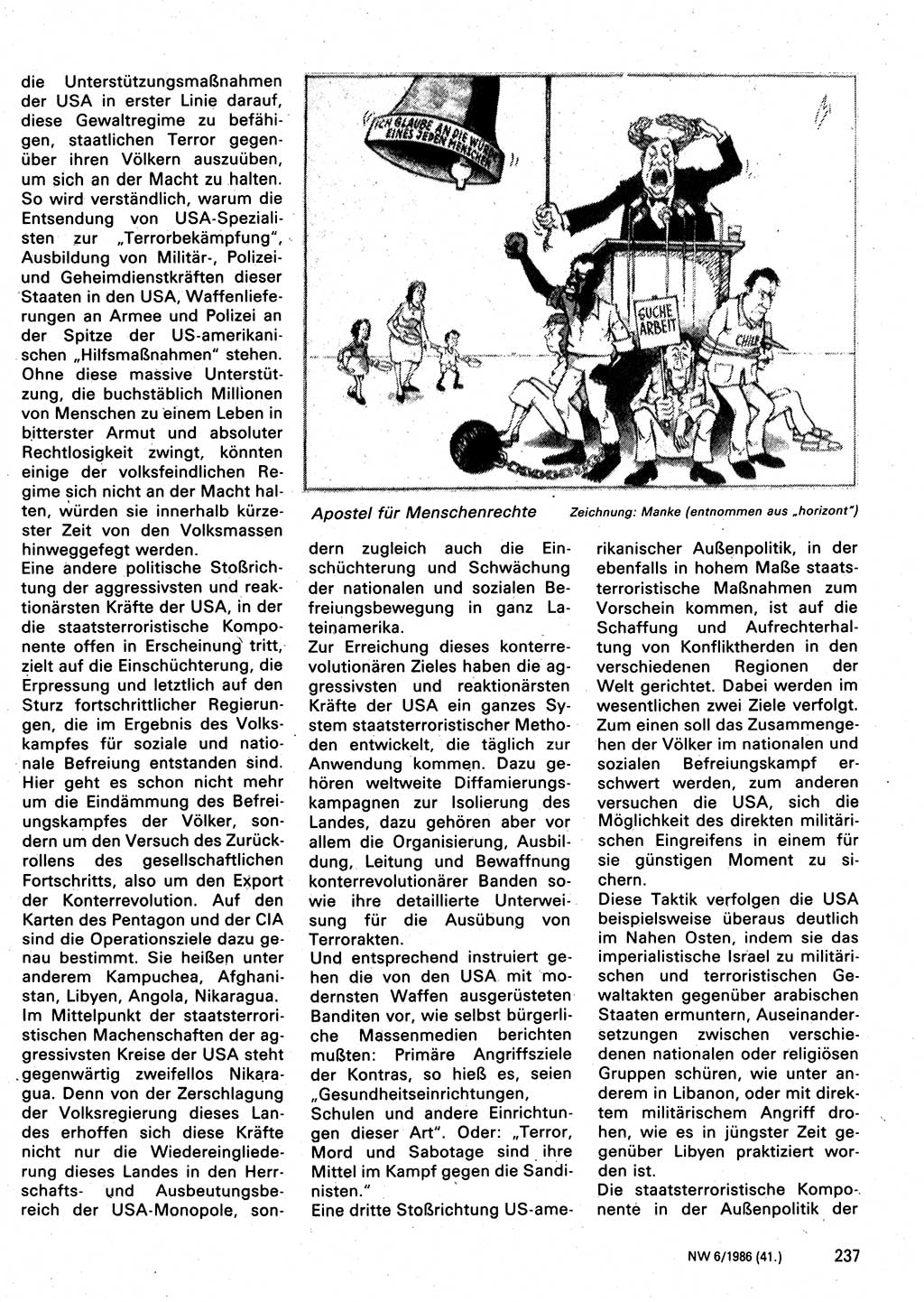 Neuer Weg (NW), Organ des Zentralkomitees (ZK) der SED (Sozialistische Einheitspartei Deutschlands) für Fragen des Parteilebens, 41. Jahrgang [Deutsche Demokratische Republik (DDR)] 1986, Seite 237 (NW ZK SED DDR 1986, S. 237)