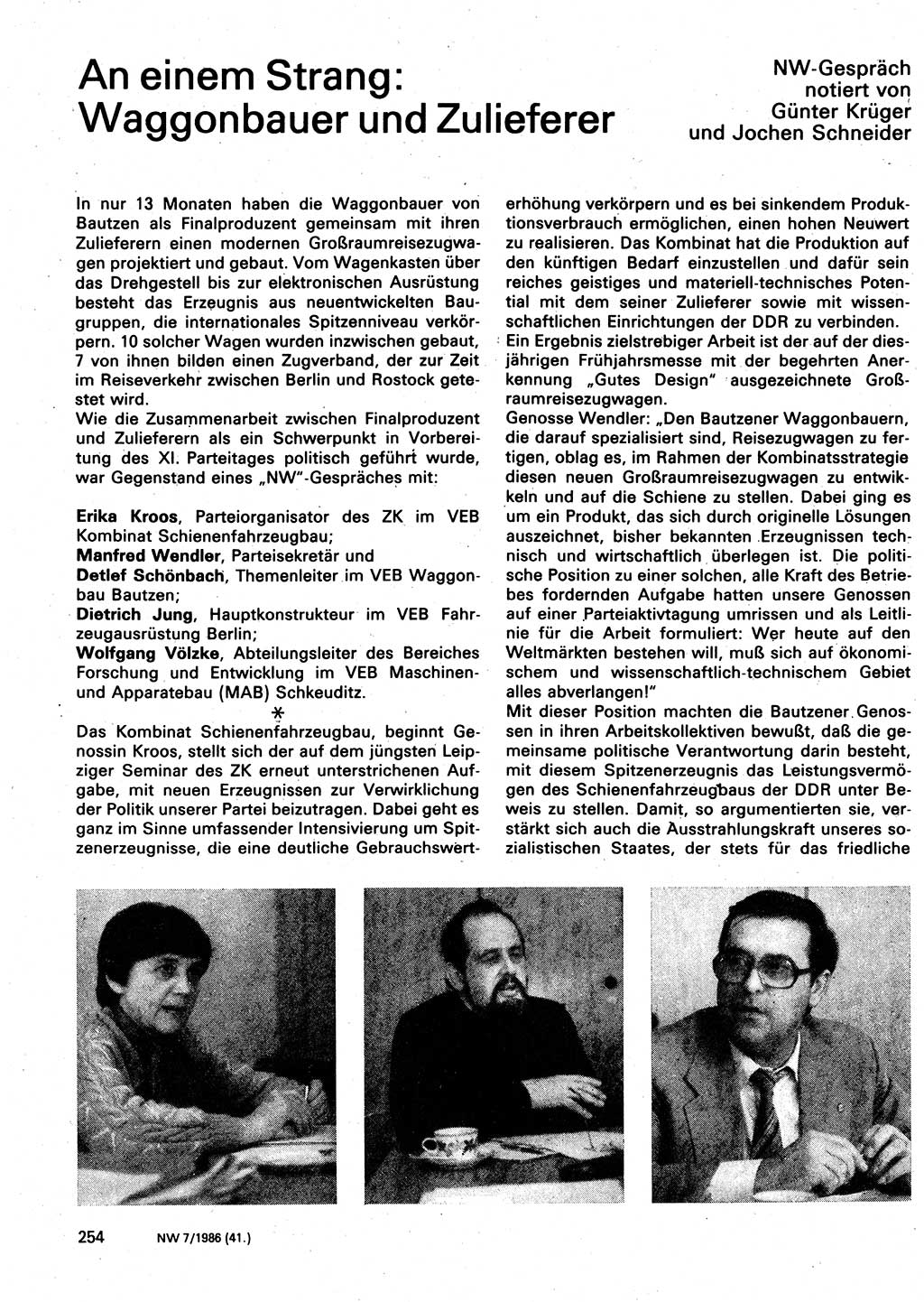 Neuer Weg (NW), Organ des Zentralkomitees (ZK) der SED (Sozialistische Einheitspartei Deutschlands) für Fragen des Parteilebens, 41. Jahrgang [Deutsche Demokratische Republik (DDR)] 1986, Seite 254 (NW ZK SED DDR 1986, S. 254)