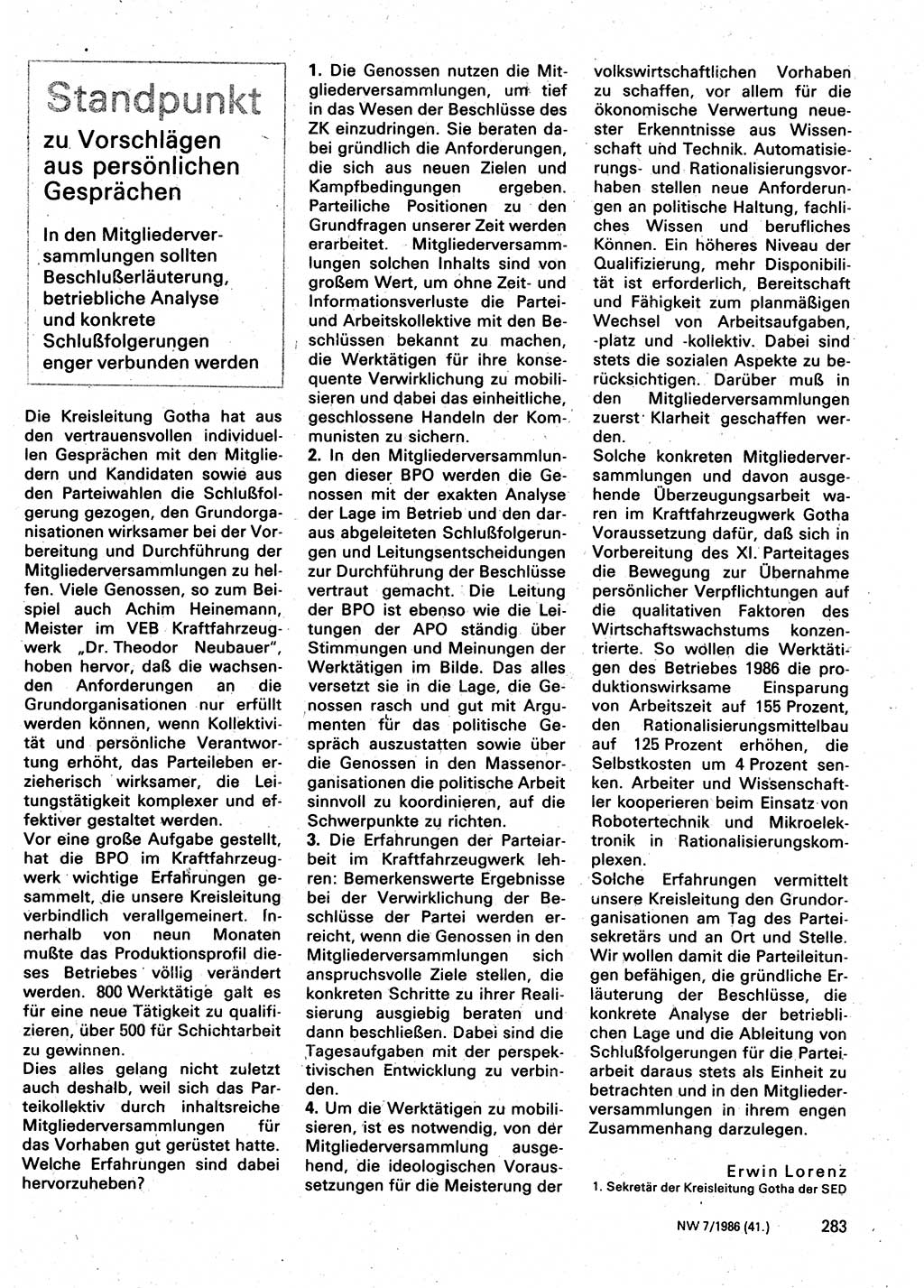 Neuer Weg (NW), Organ des Zentralkomitees (ZK) der SED (Sozialistische Einheitspartei Deutschlands) für Fragen des Parteilebens, 41. Jahrgang [Deutsche Demokratische Republik (DDR)] 1986, Seite 283 (NW ZK SED DDR 1986, S. 283)
