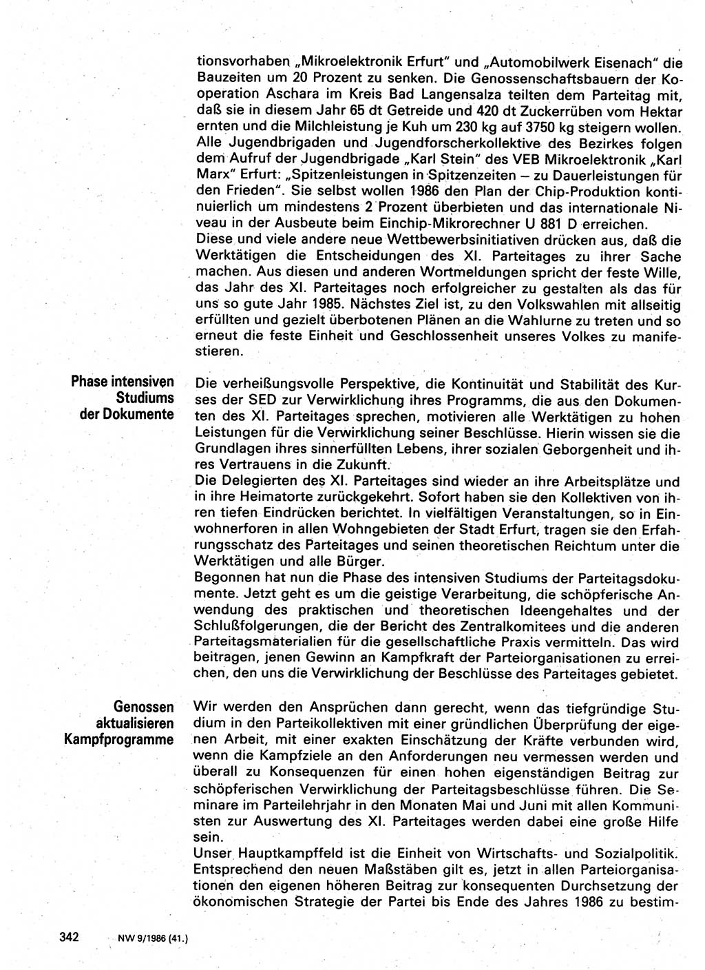 Neuer Weg (NW), Organ des Zentralkomitees (ZK) der SED (Sozialistische Einheitspartei Deutschlands) für Fragen des Parteilebens, 41. Jahrgang [Deutsche Demokratische Republik (DDR)] 1986, Seite 342 (NW ZK SED DDR 1986, S. 342)