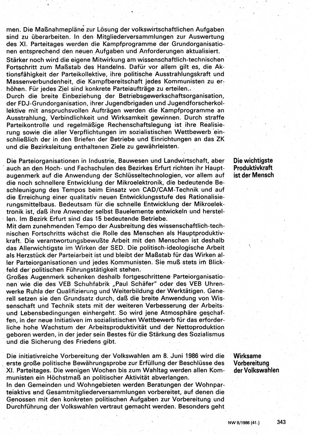 Neuer Weg (NW), Organ des Zentralkomitees (ZK) der SED (Sozialistische Einheitspartei Deutschlands) für Fragen des Parteilebens, 41. Jahrgang [Deutsche Demokratische Republik (DDR)] 1986, Seite 343 (NW ZK SED DDR 1986, S. 343)