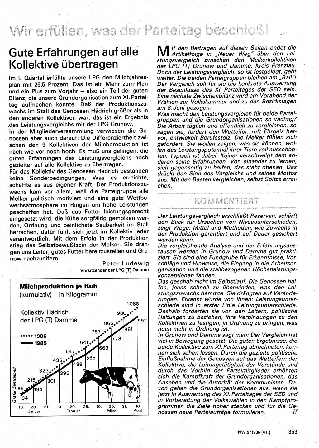 Neuer Weg (NW), Organ des Zentralkomitees (ZK) der SED (Sozialistische Einheitspartei Deutschlands) für Fragen des Parteilebens, 41. Jahrgang [Deutsche Demokratische Republik (DDR)] 1986, Seite 353 (NW ZK SED DDR 1986, S. 353)