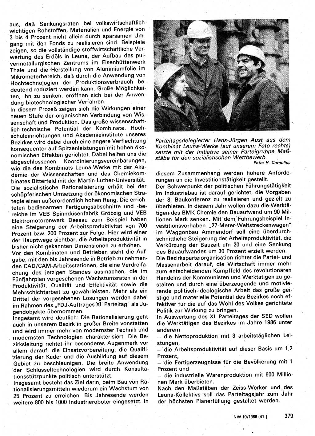 Neuer Weg (NW), Organ des Zentralkomitees (ZK) der SED (Sozialistische Einheitspartei Deutschlands) für Fragen des Parteilebens, 41. Jahrgang [Deutsche Demokratische Republik (DDR)] 1986, Seite 379 (NW ZK SED DDR 1986, S. 379)