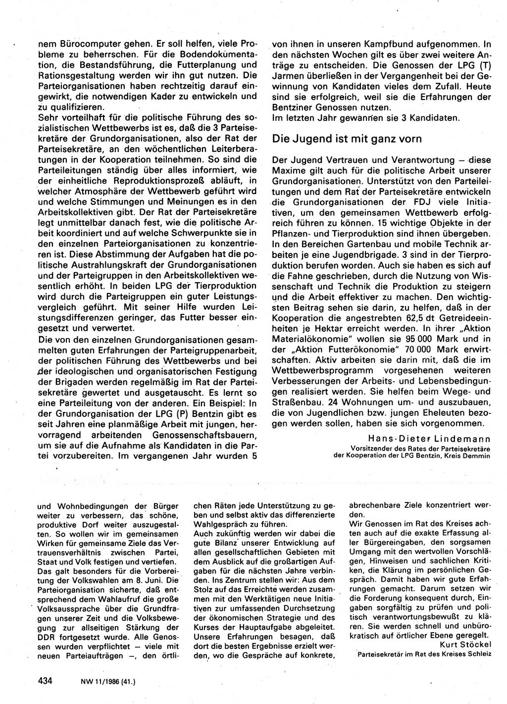 Neuer Weg (NW), Organ des Zentralkomitees (ZK) der SED (Sozialistische Einheitspartei Deutschlands) für Fragen des Parteilebens, 41. Jahrgang [Deutsche Demokratische Republik (DDR)] 1986, Seite 434 (NW ZK SED DDR 1986, S. 434)