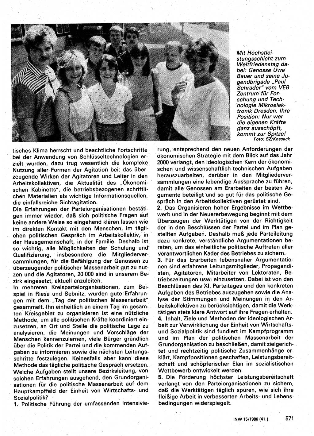 Neuer Weg (NW), Organ des Zentralkomitees (ZK) der SED (Sozialistische Einheitspartei Deutschlands) für Fragen des Parteilebens, 41. Jahrgang [Deutsche Demokratische Republik (DDR)] 1986, Seite 571 (NW ZK SED DDR 1986, S. 571)