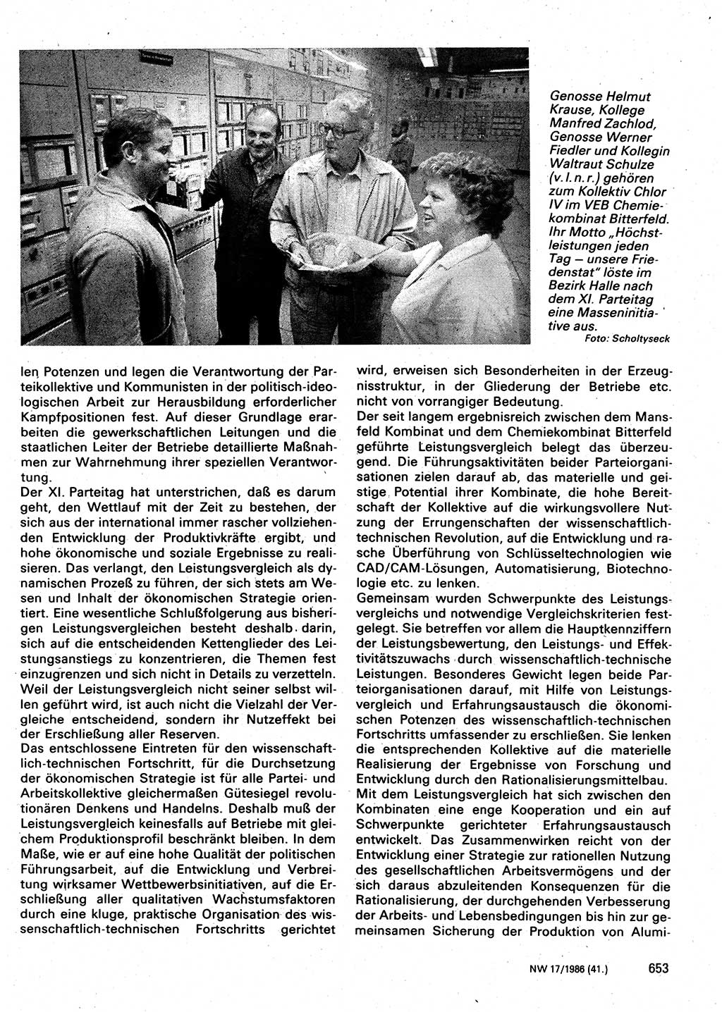 Neuer Weg (NW), Organ des Zentralkomitees (ZK) der SED (Sozialistische Einheitspartei Deutschlands) für Fragen des Parteilebens, 41. Jahrgang [Deutsche Demokratische Republik (DDR)] 1986, Seite 653 (NW ZK SED DDR 1986, S. 653)