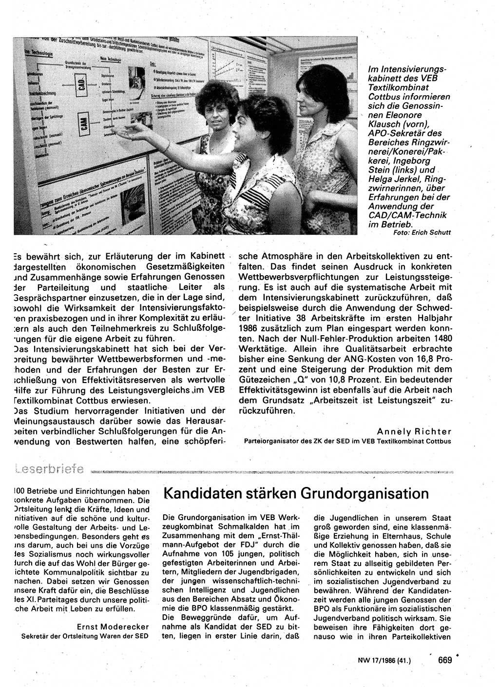 Neuer Weg (NW), Organ des Zentralkomitees (ZK) der SED (Sozialistische Einheitspartei Deutschlands) für Fragen des Parteilebens, 41. Jahrgang [Deutsche Demokratische Republik (DDR)] 1986, Seite 669 (NW ZK SED DDR 1986, S. 669)