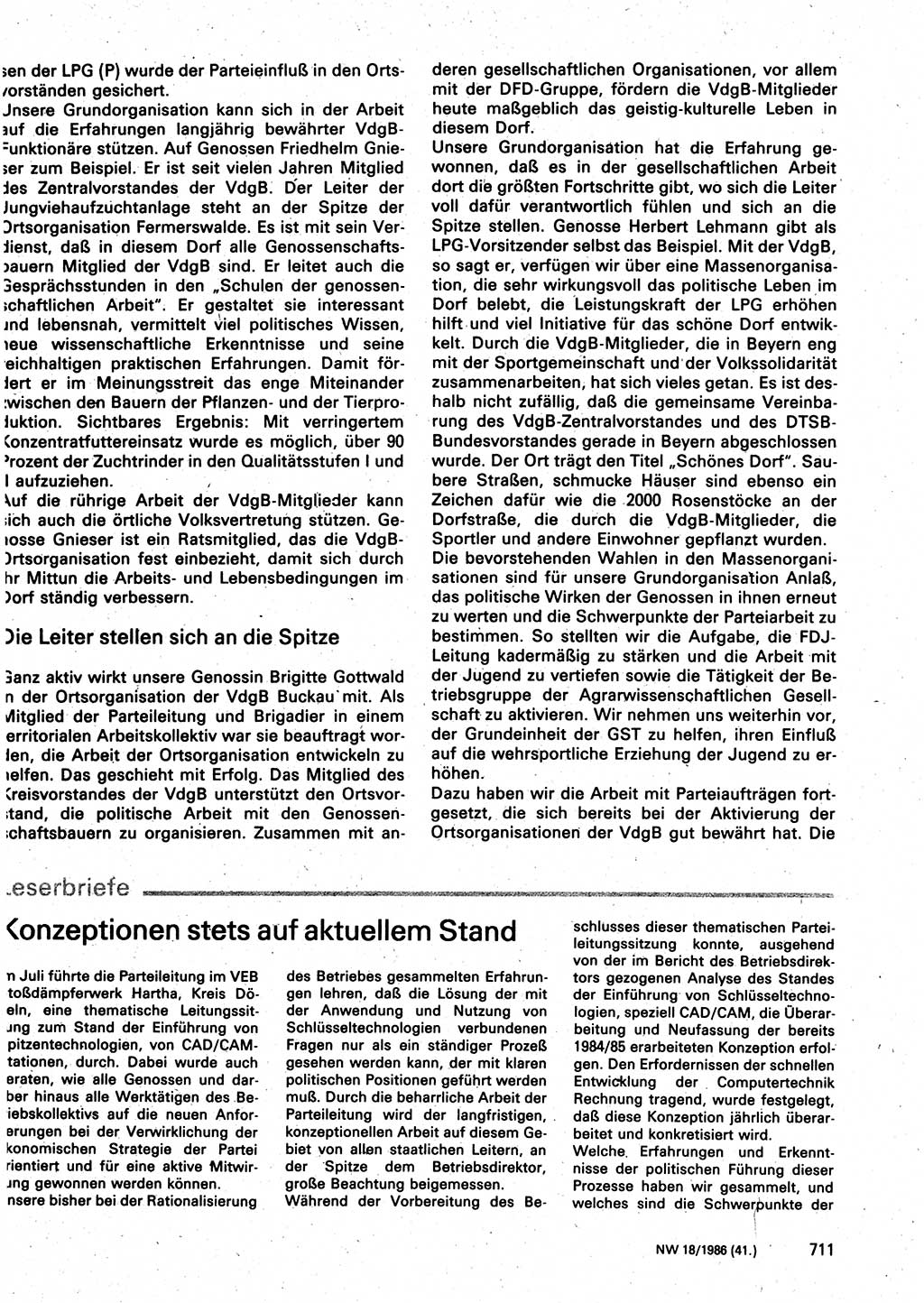 Neuer Weg (NW), Organ des Zentralkomitees (ZK) der SED (Sozialistische Einheitspartei Deutschlands) für Fragen des Parteilebens, 41. Jahrgang [Deutsche Demokratische Republik (DDR)] 1986, Seite 711 (NW ZK SED DDR 1986, S. 711)