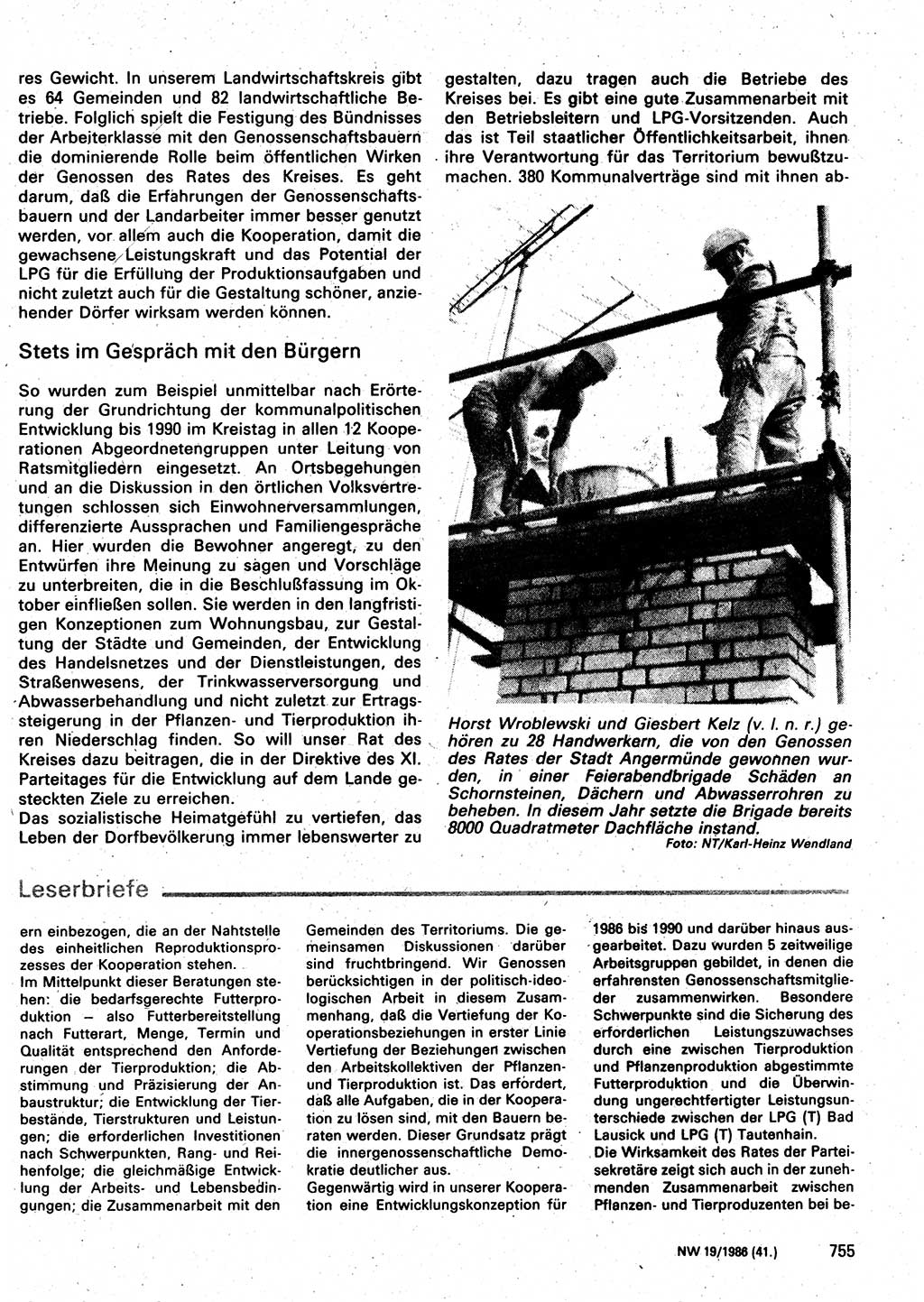 Neuer Weg (NW), Organ des Zentralkomitees (ZK) der SED (Sozialistische Einheitspartei Deutschlands) für Fragen des Parteilebens, 41. Jahrgang [Deutsche Demokratische Republik (DDR)] 1986, Seite 755 (NW ZK SED DDR 1986, S. 755)